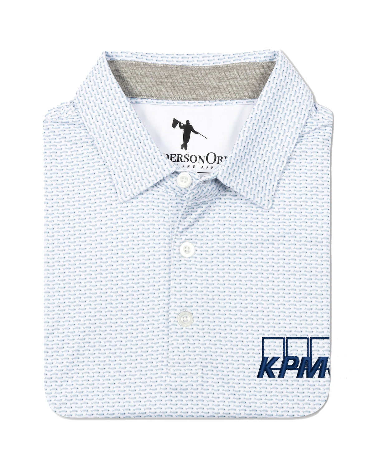 Bonefish patterned polo folded nicely with KPMG logo on the left chest