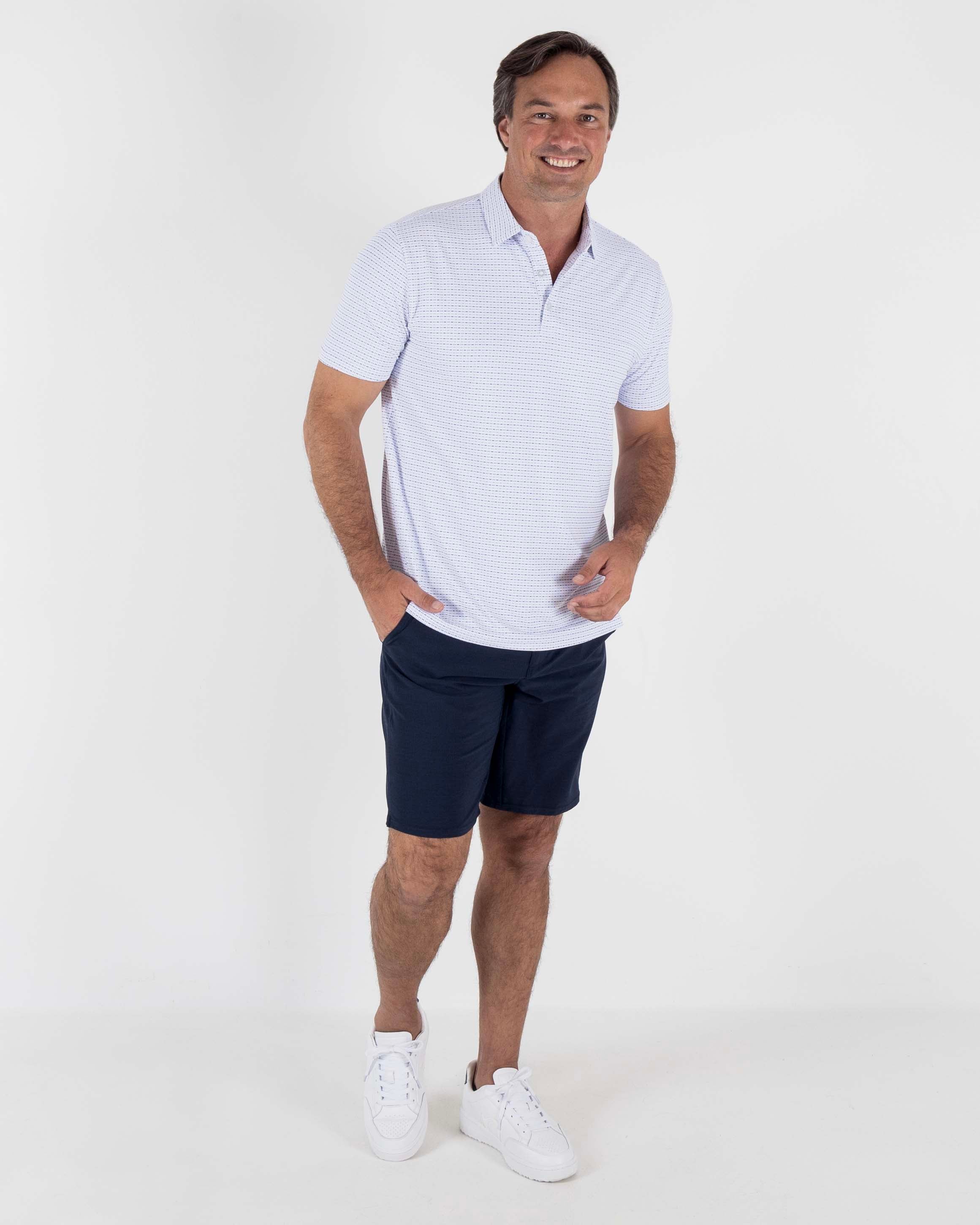 Beckwith Polo - White/Dark Denim/Foggy Stream