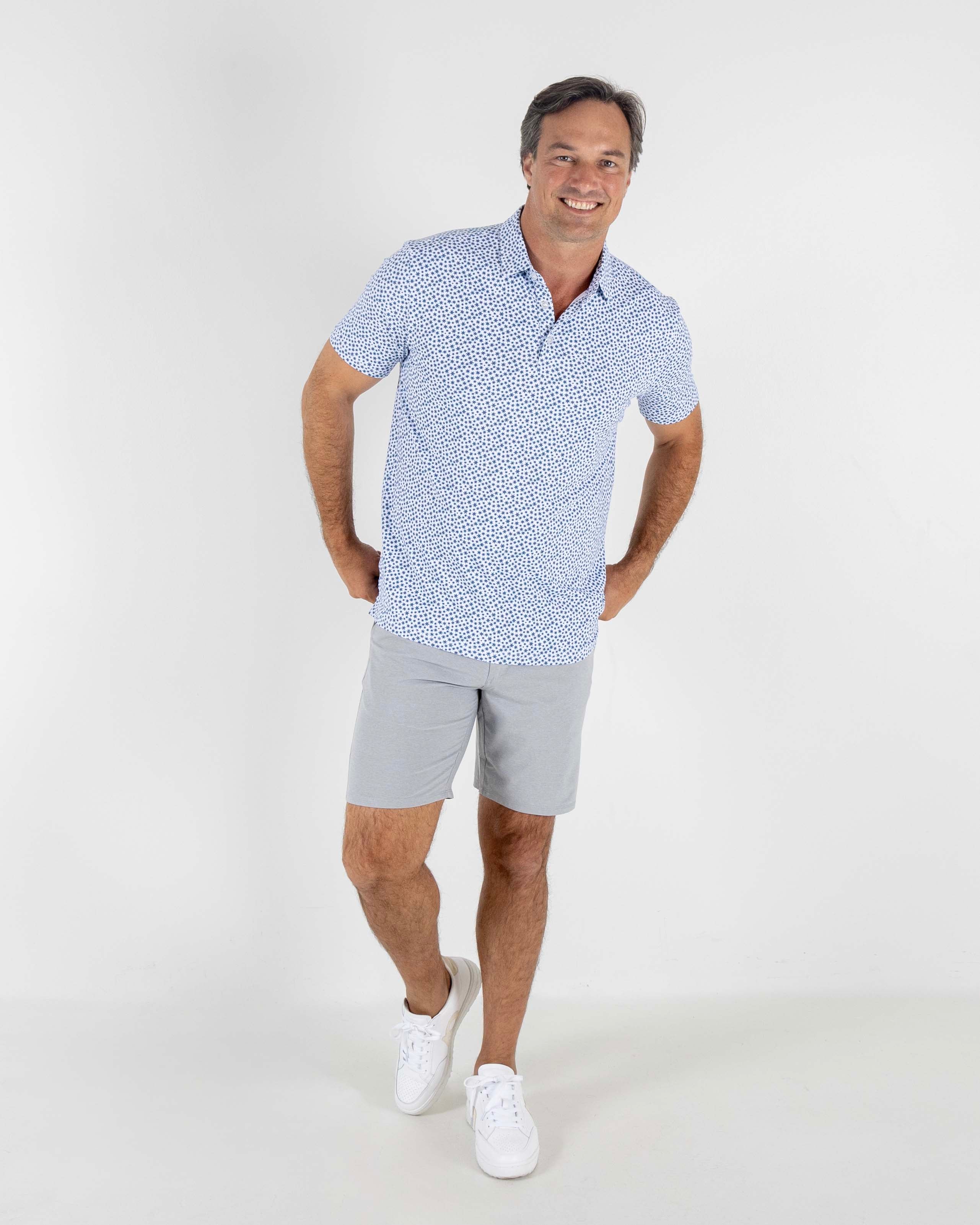 The Donna Polo - White/Dark Denim/Dutch Canal