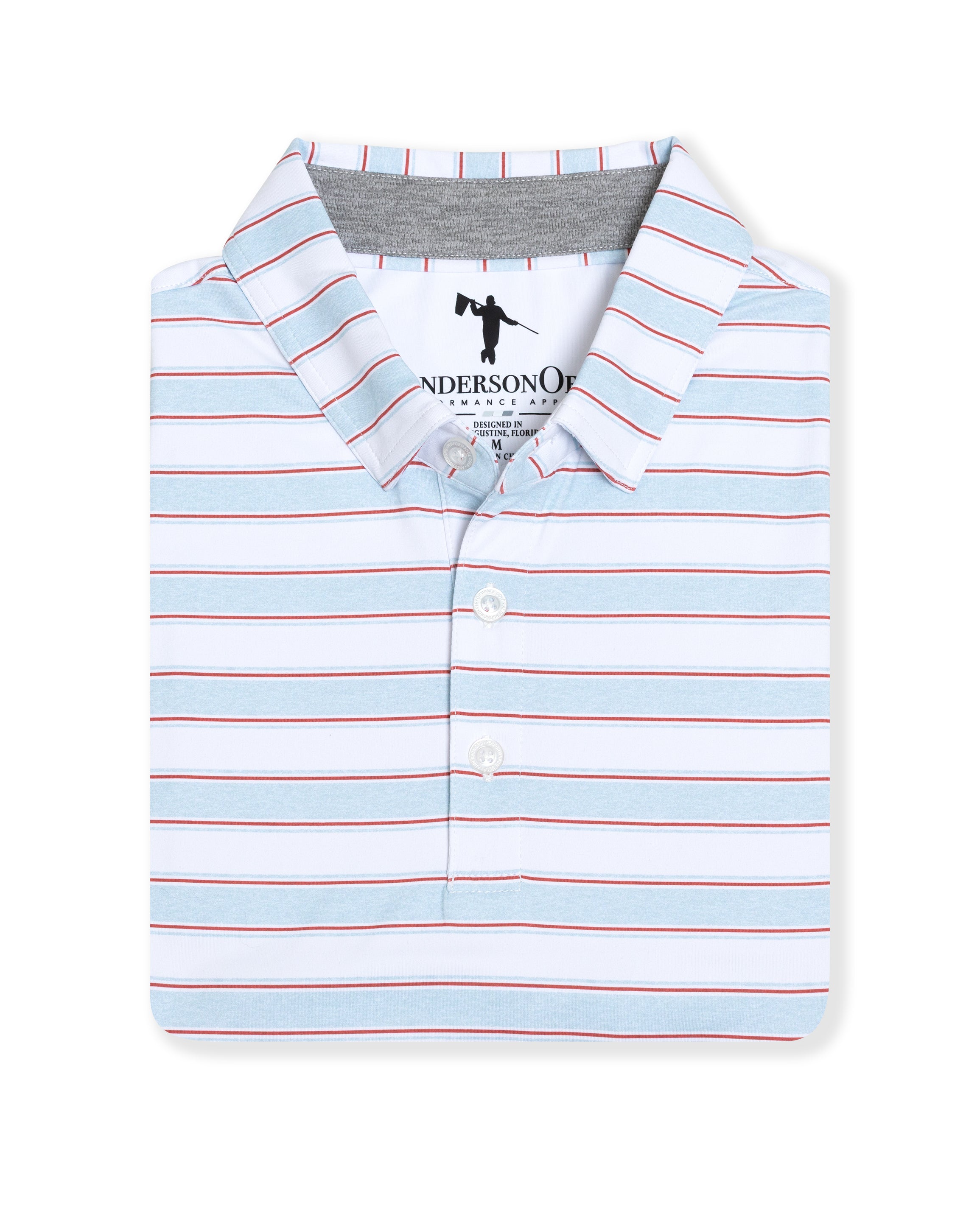 Ludlow Junior Polo - White/HTR Blue Haze/HTR Burnt Sienna