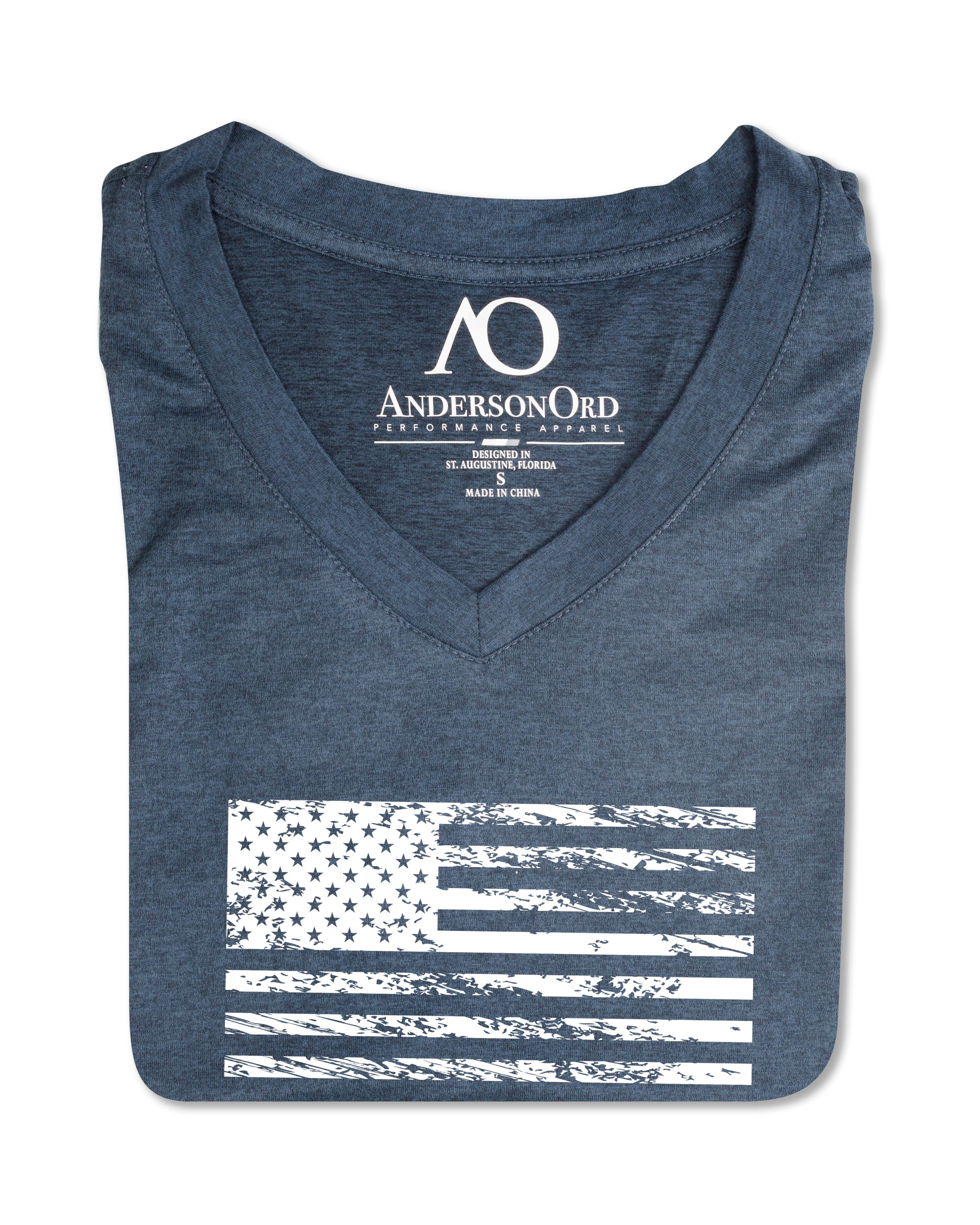 Women's Butter T Vintage Flag - Navy Heather