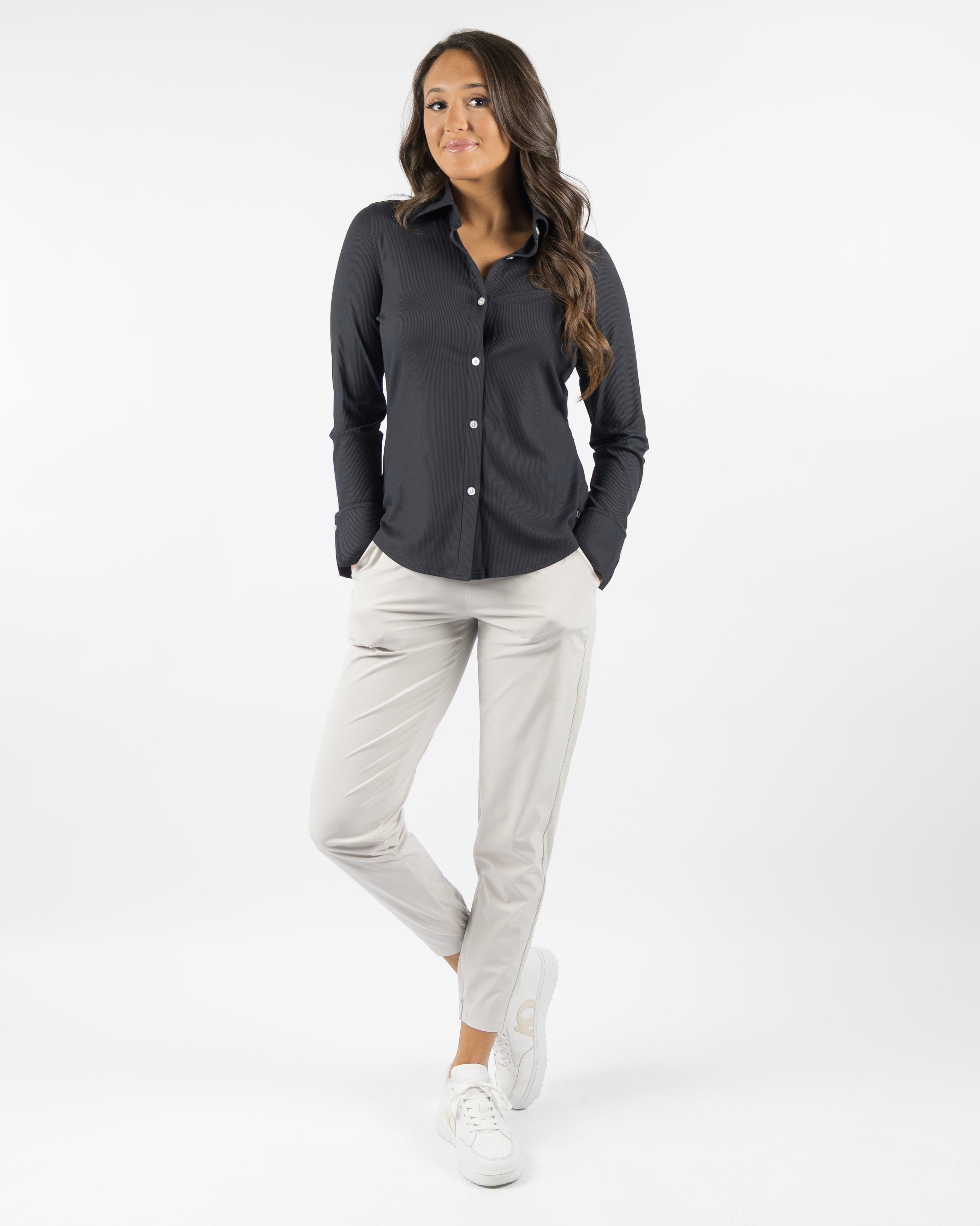 Ladies Renly Button Down - Black