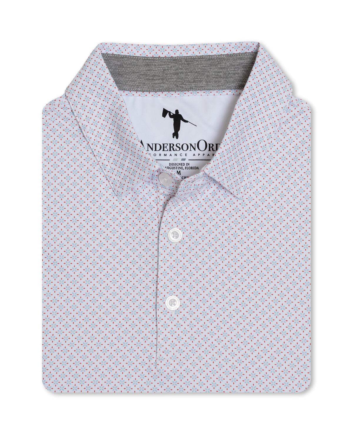 Lloyd Dobler Polo - White/Blue Haze/Burnt Sienna