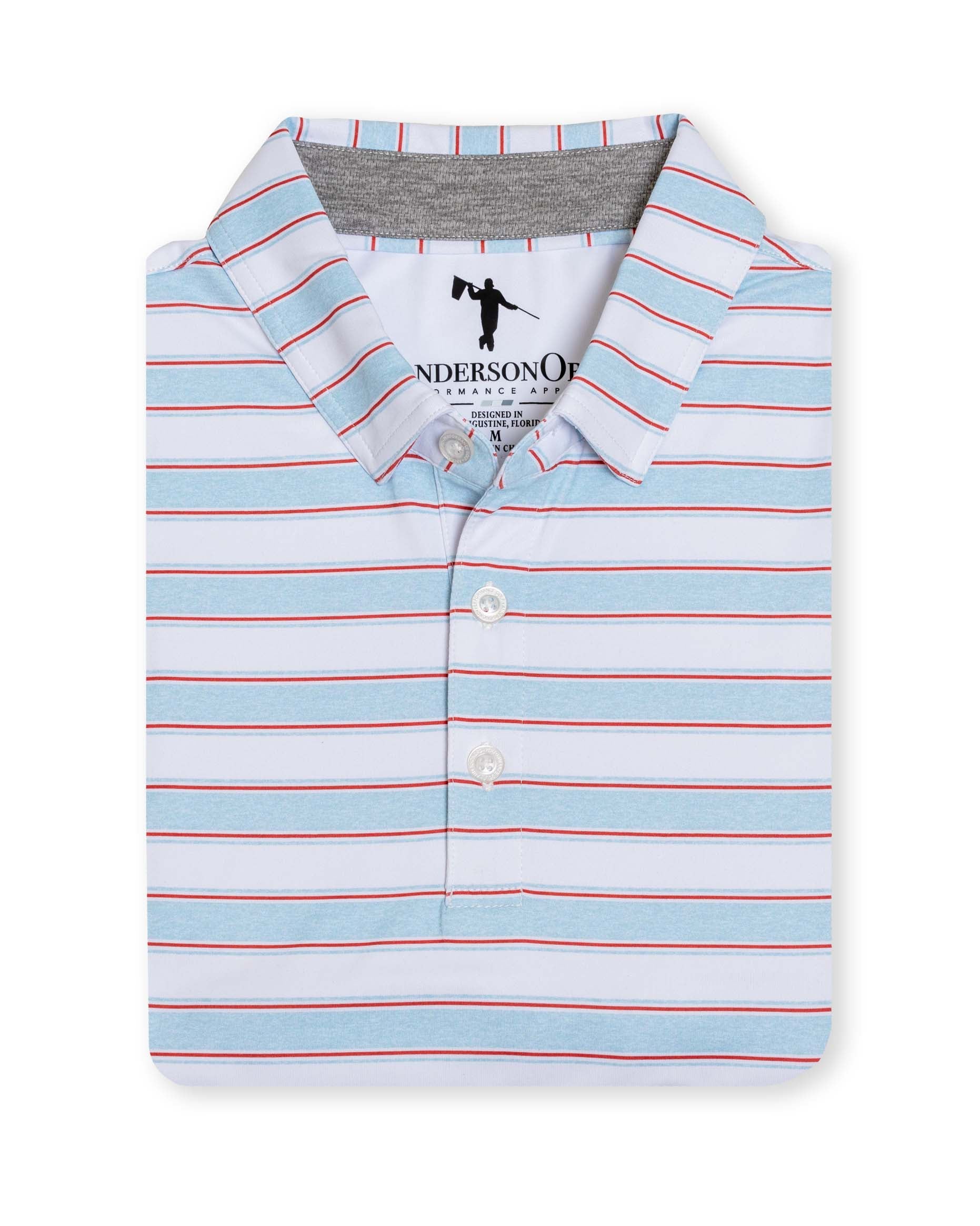 Ludlow Polo - White/HTR Blue Haze/HTR Burnt Sienna