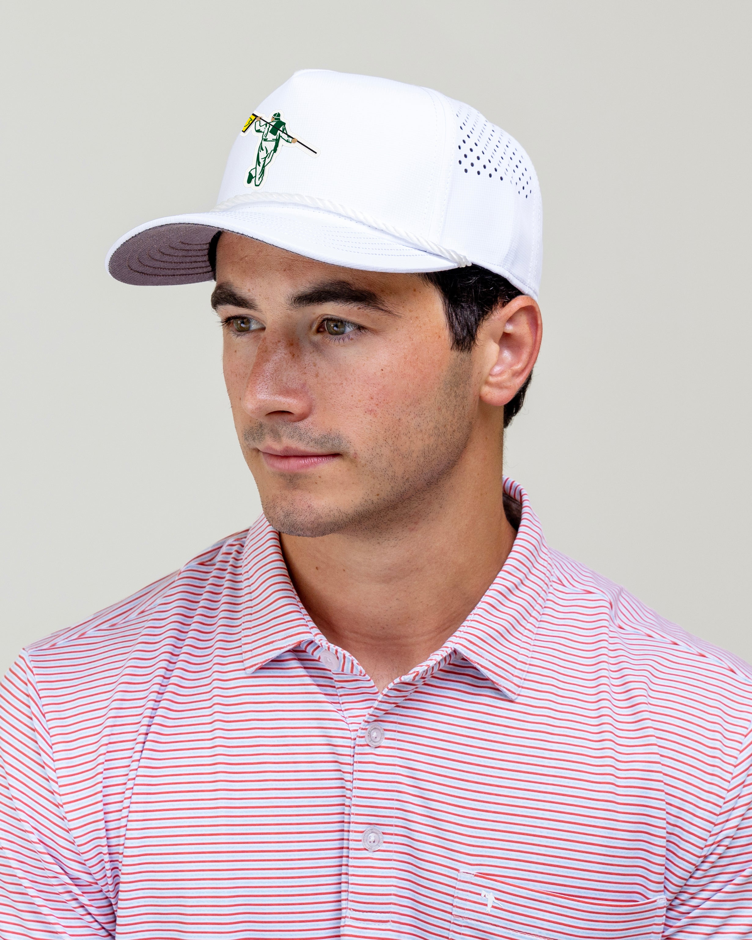 AOx Premium 5-Panel Hat - White - Liquid 3D Master Looper