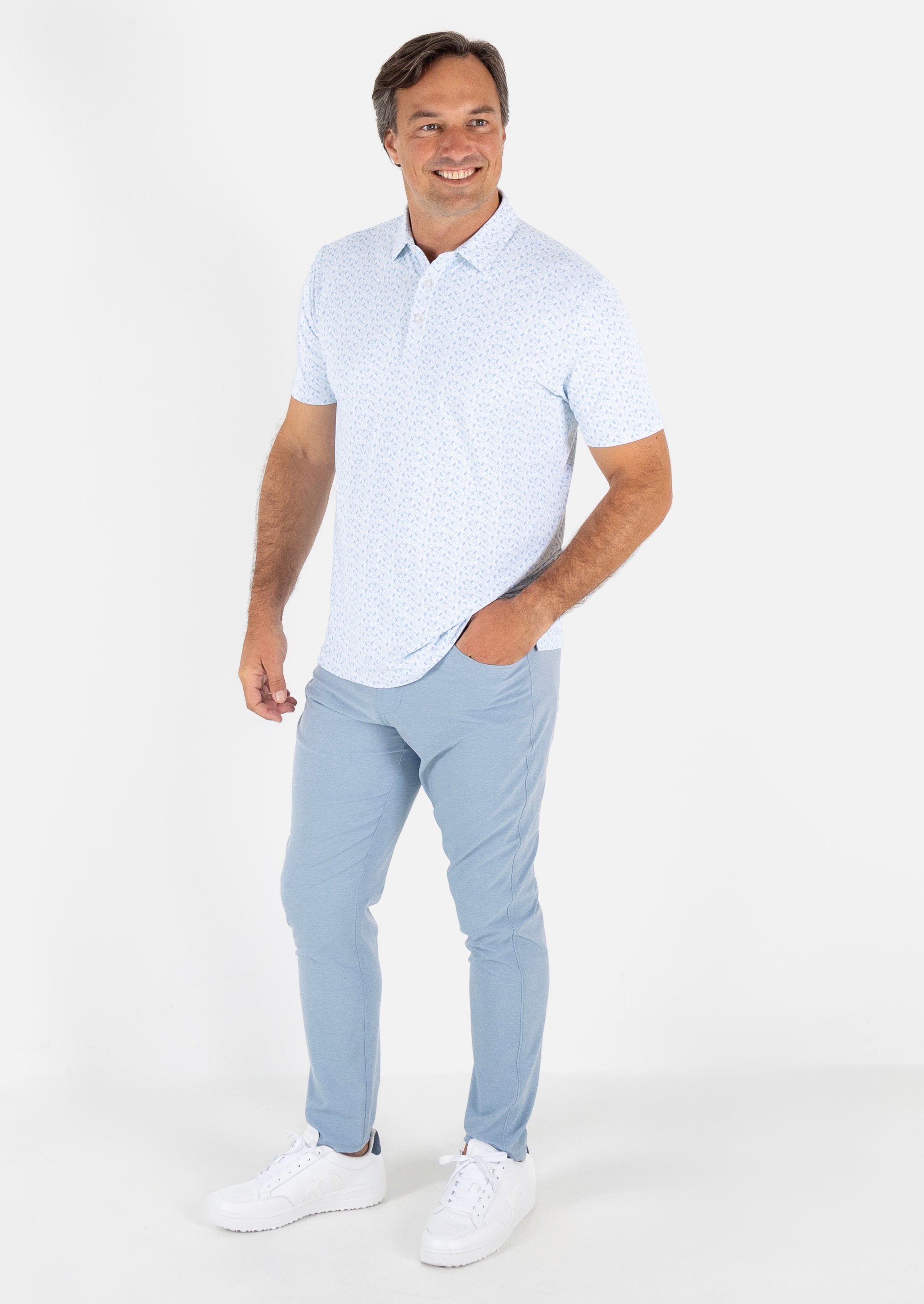 Harvey Polo - White/Dutch Canal/Salt Air/Creme