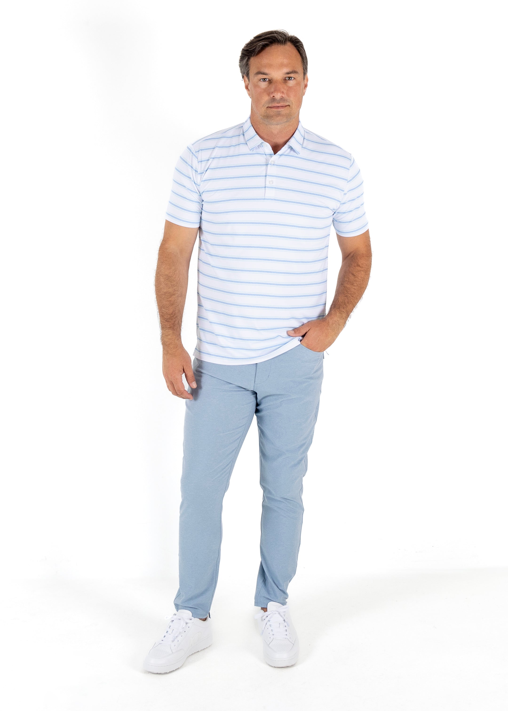 Swagger Polo - White/HTR Dutch Canal/HTR Salt Air