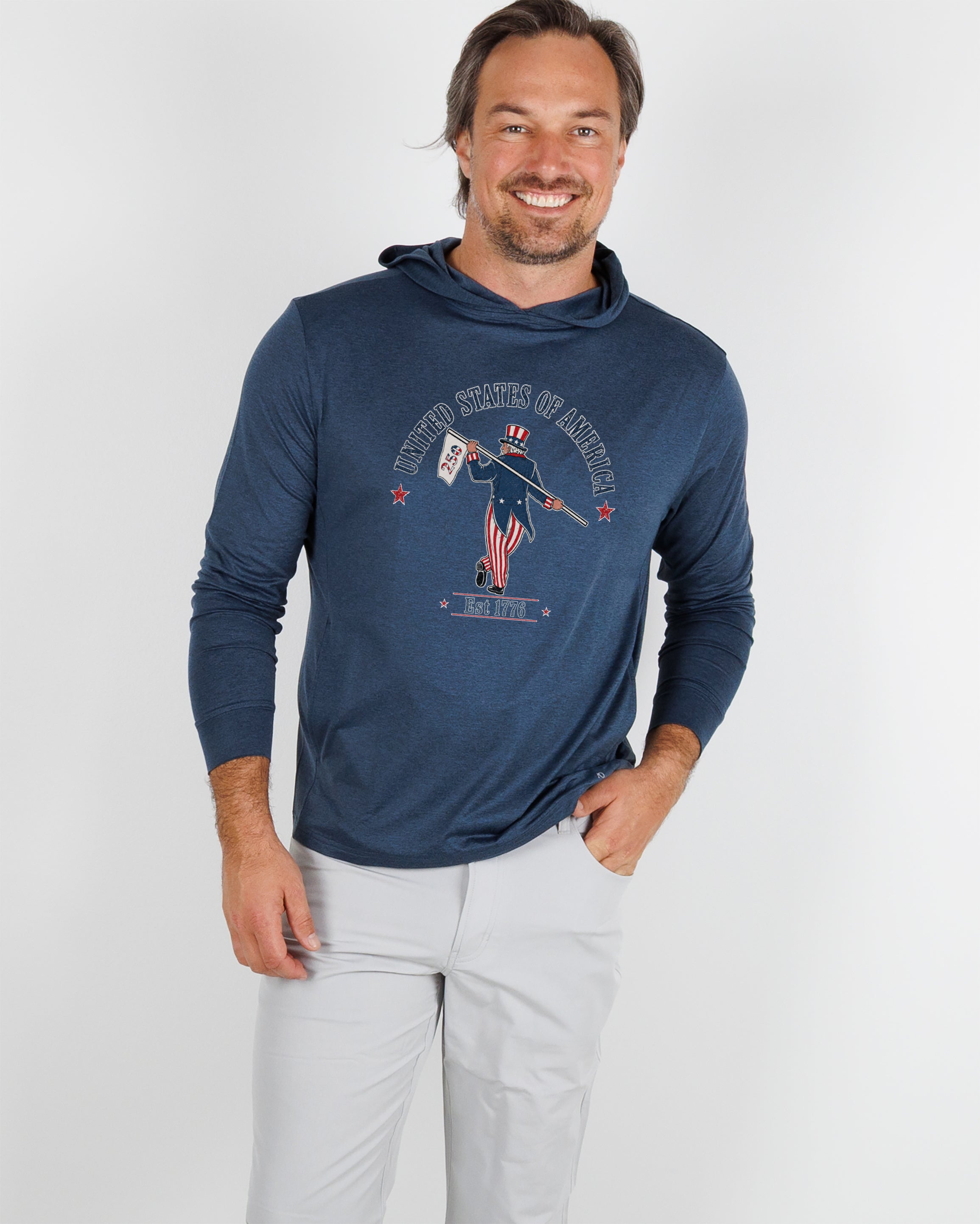Blacks Beach Hoodie-Uncle Sam Looper-250-Navy Heather