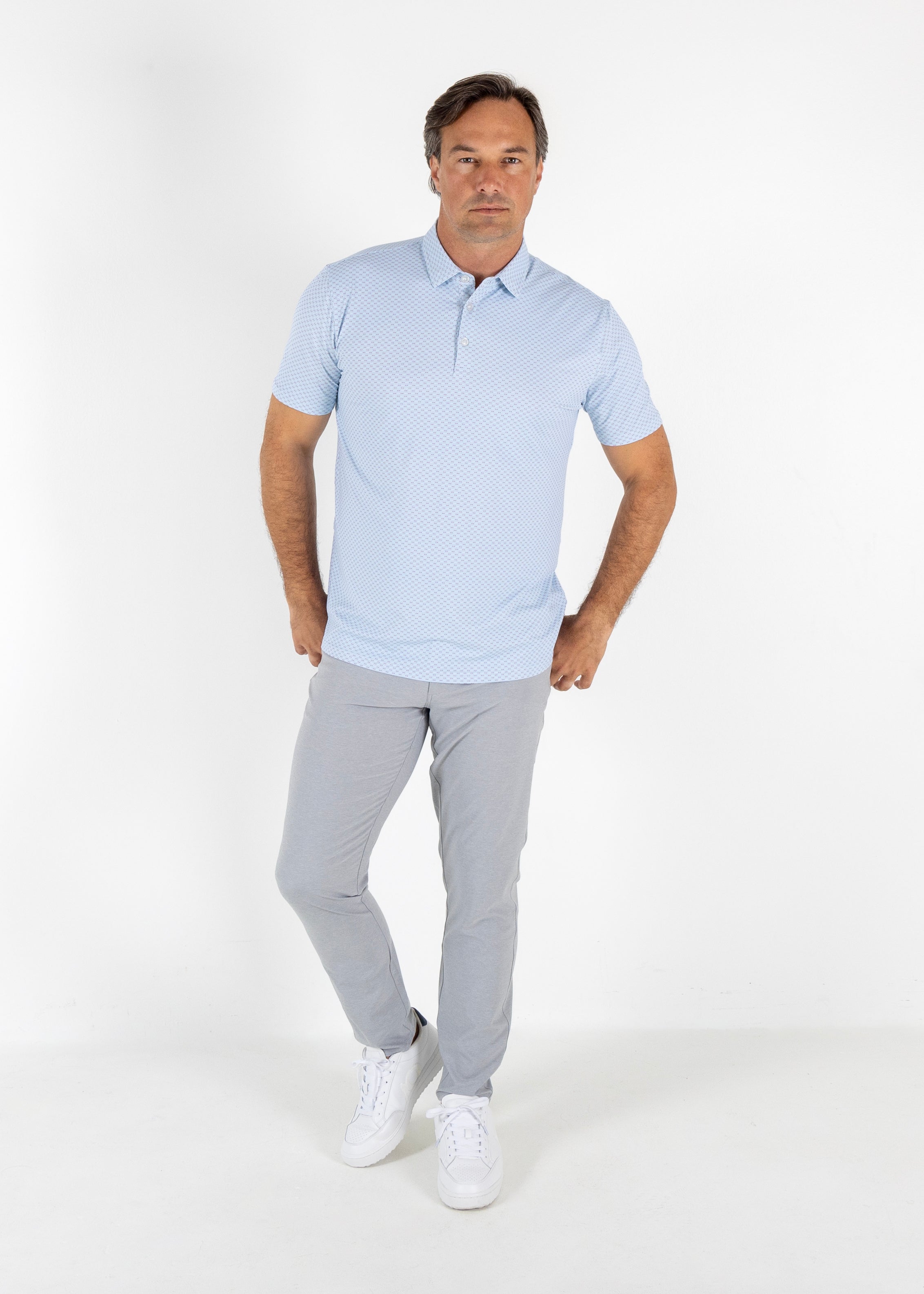 Beckwith Polo - Blue Haze/Burnt Sienna/White