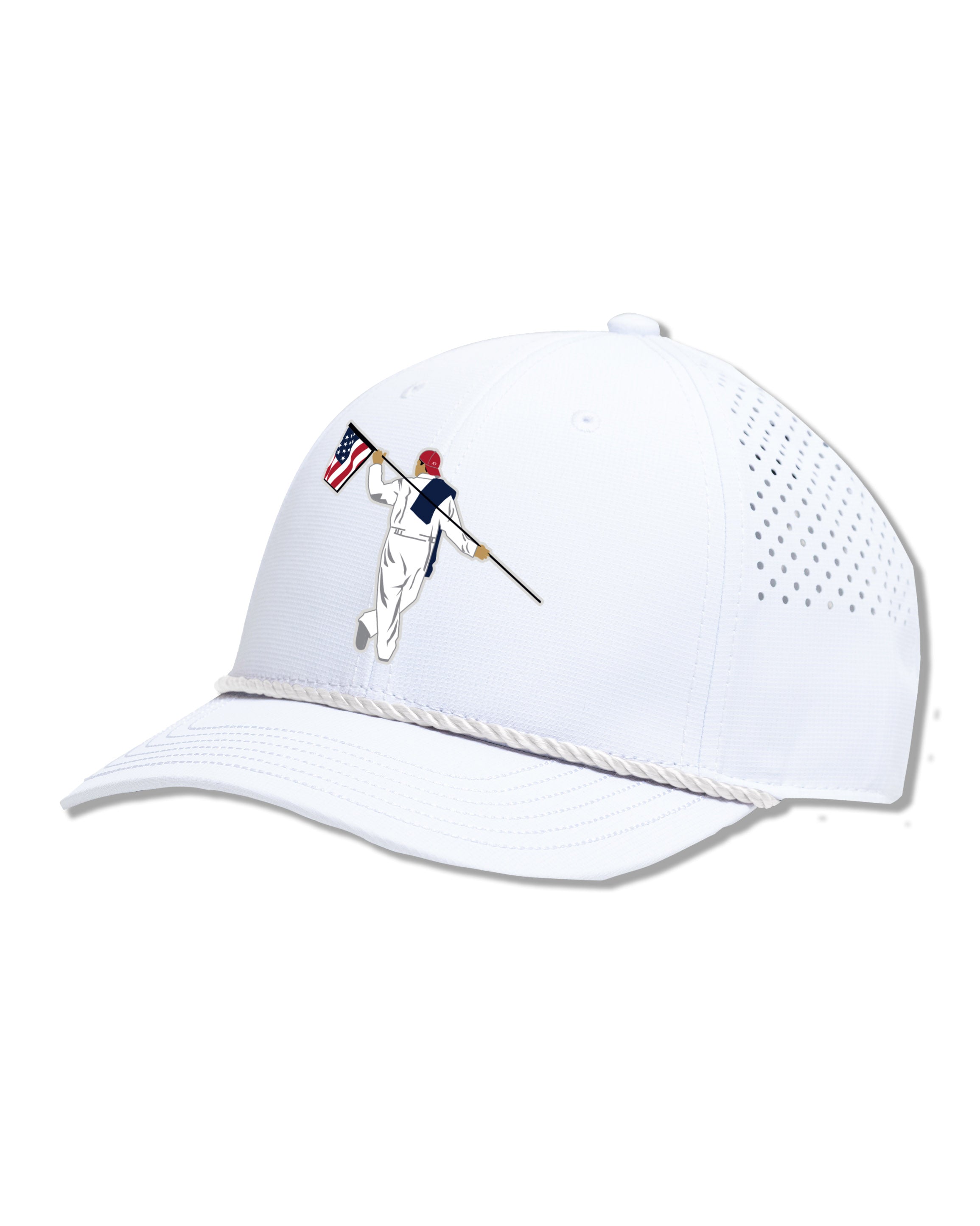 AOx Premium 6-Panel Hat Flex Style USA Looper - White