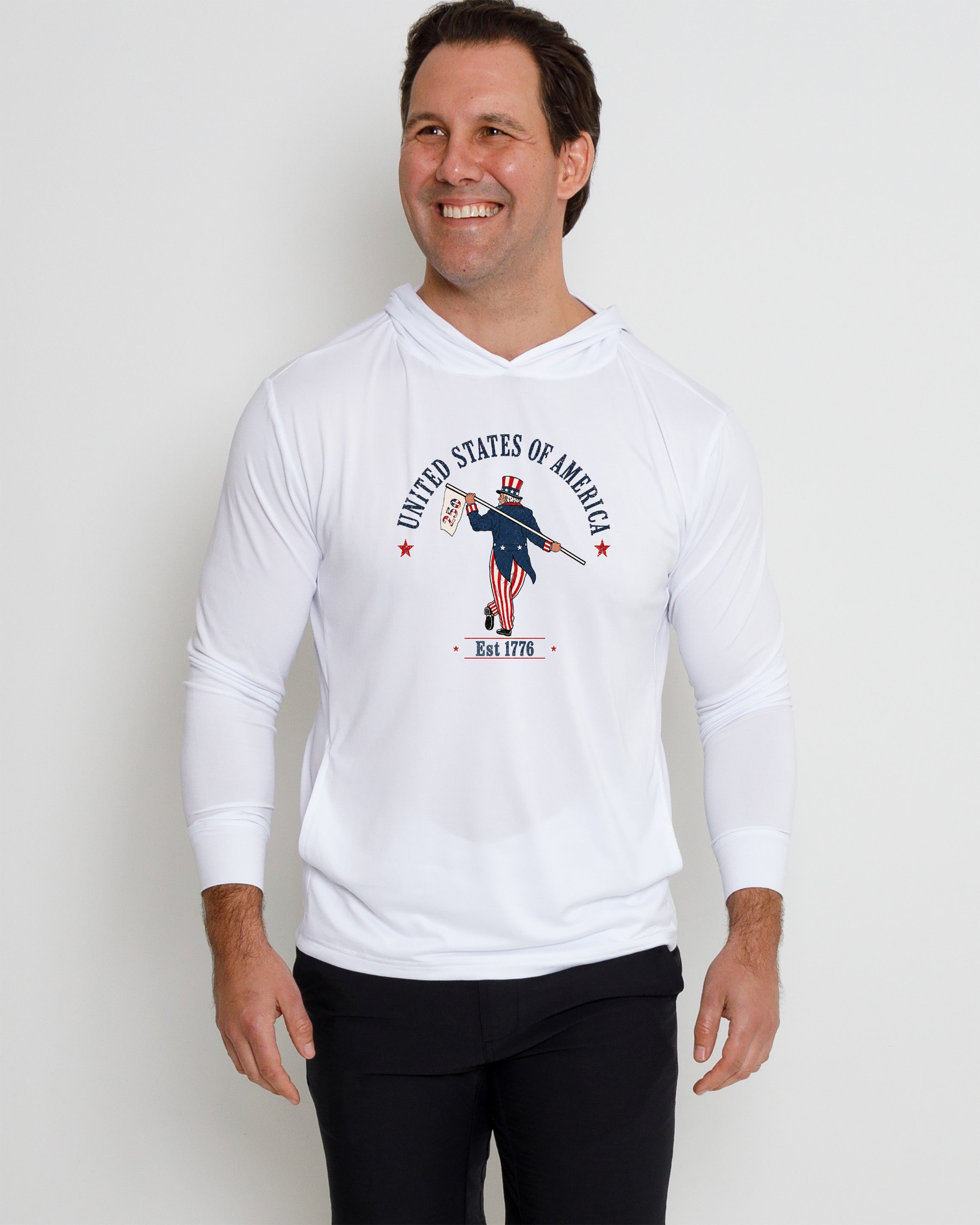 Blacks Beach Hoodie-Uncle Sam Looper-250-White
