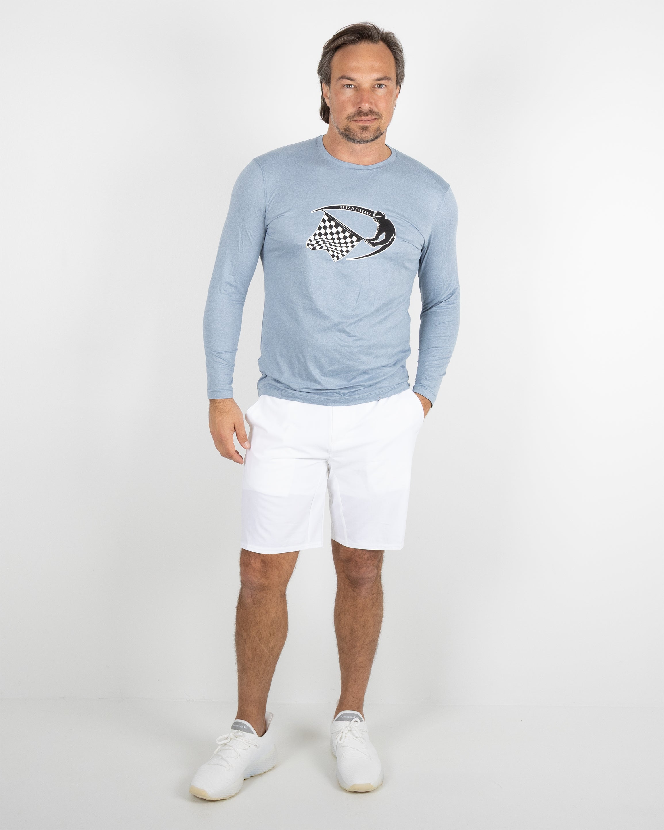 Butter T LS AO Racing - Blue Fog Heather