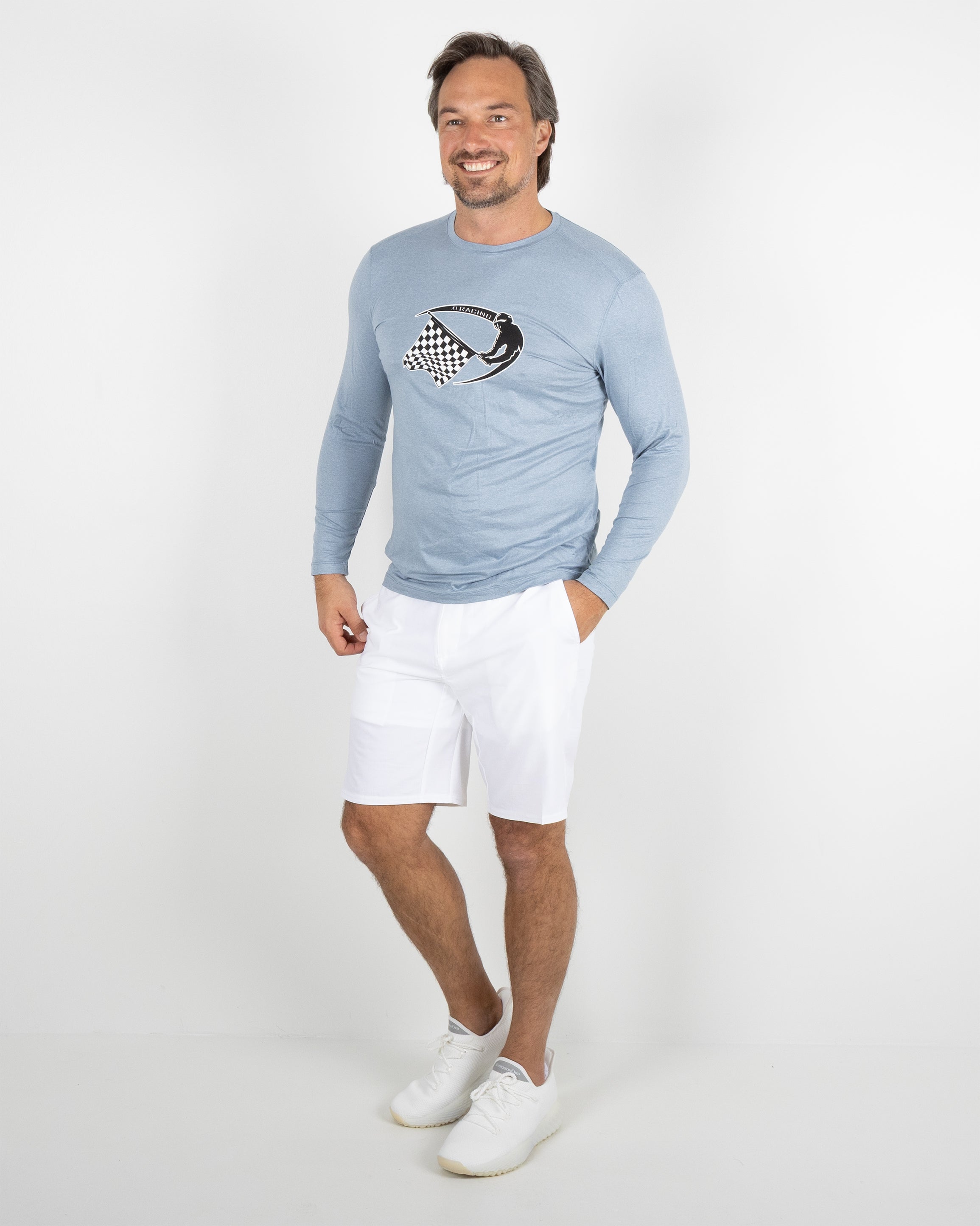 Butter T LS AO Racing - Blue Fog Heather
