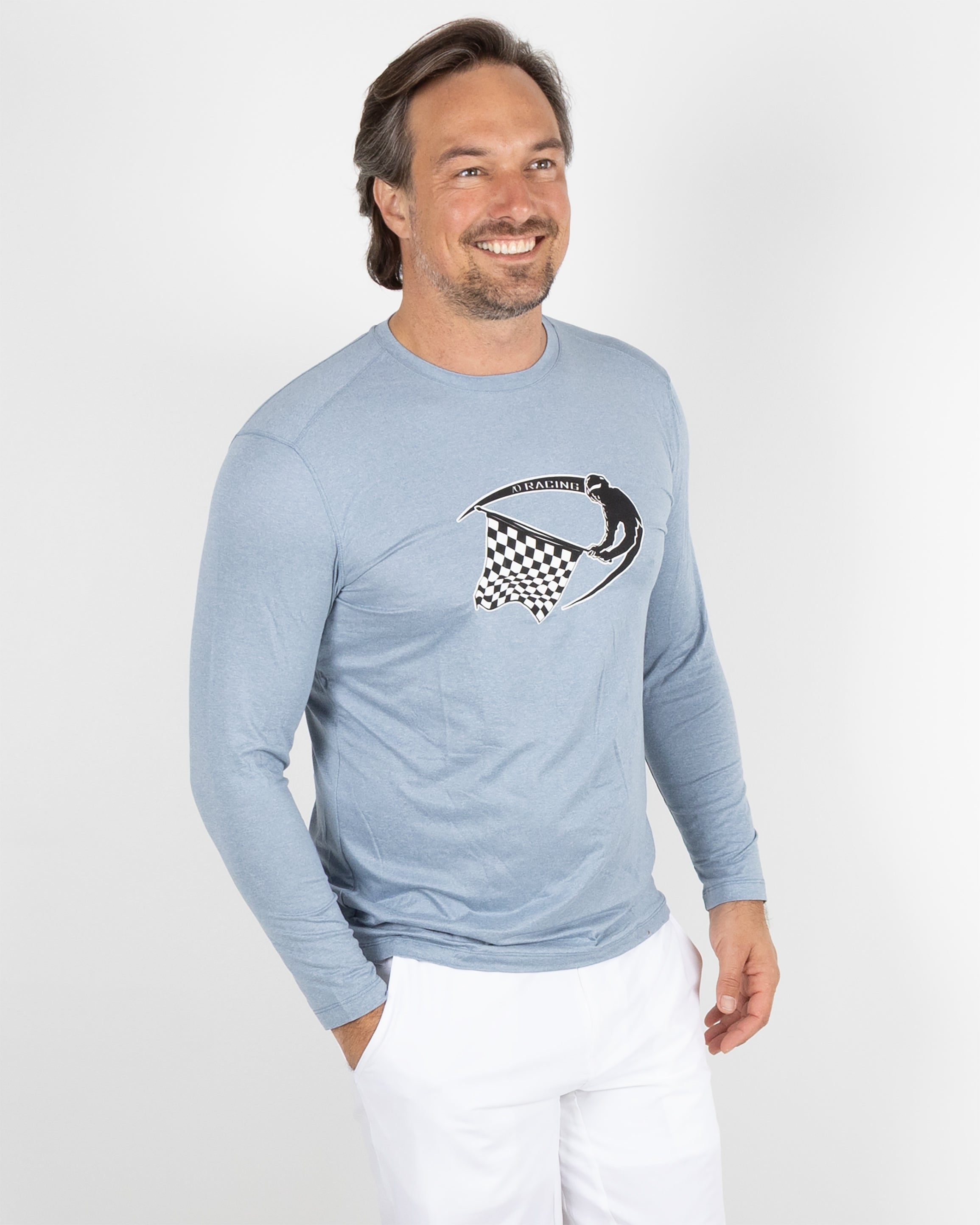 Butter T LS AO Racing - Blue Fog Heather