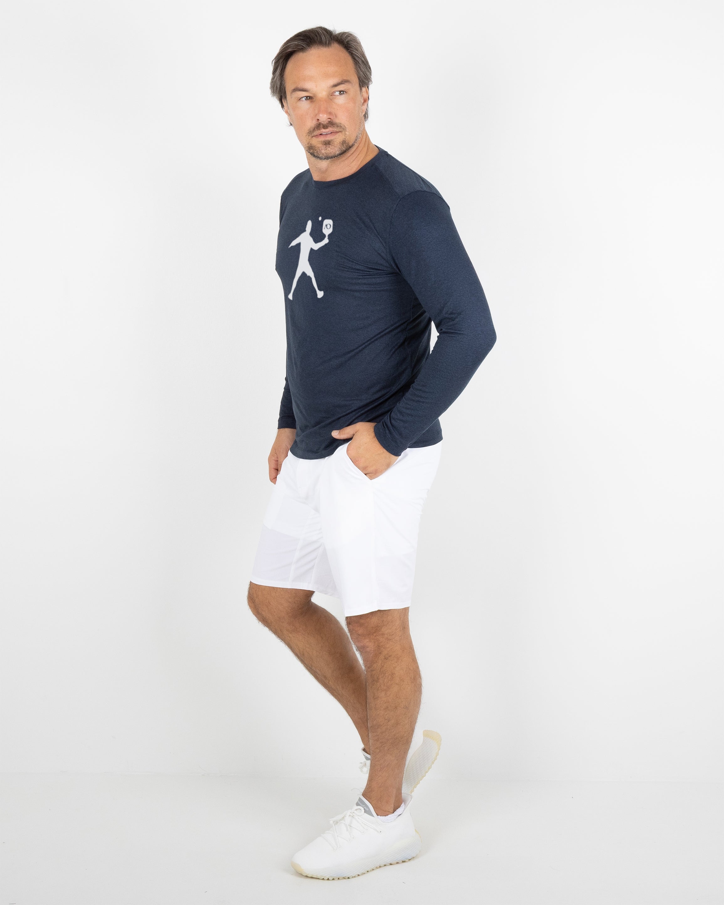 Butter T Long Sleeve Pickleball Silhouette - Navy Heather