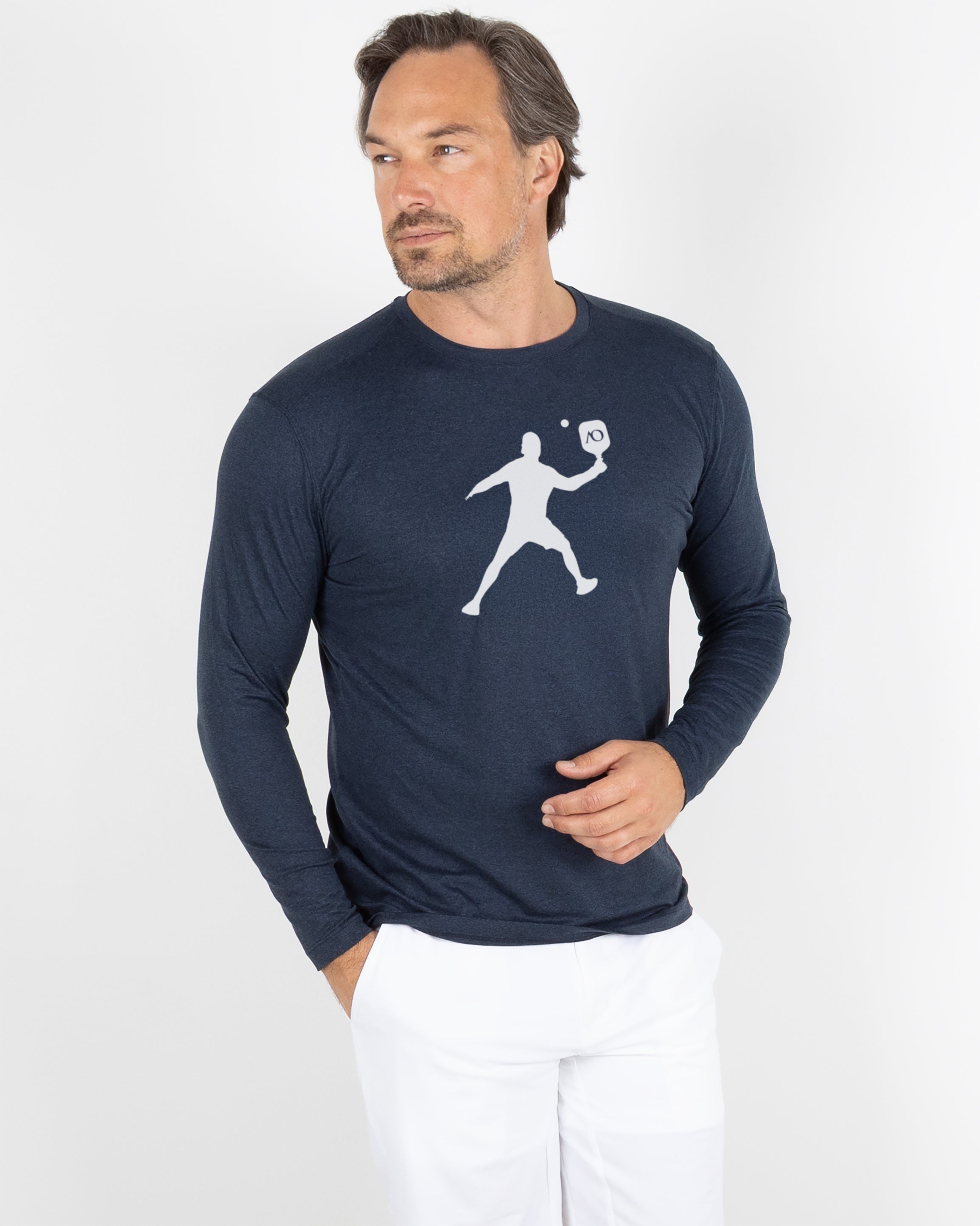 Butter T Long Sleeve Pickleball Silhouette - Navy Heather