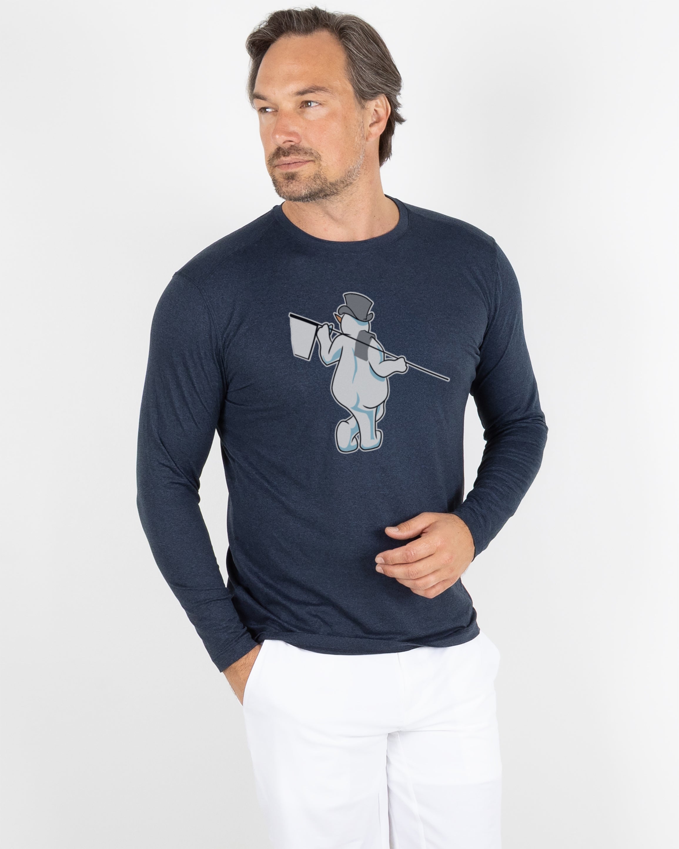 Butter T Long Sleeve Snowman Looper - Navy Heather