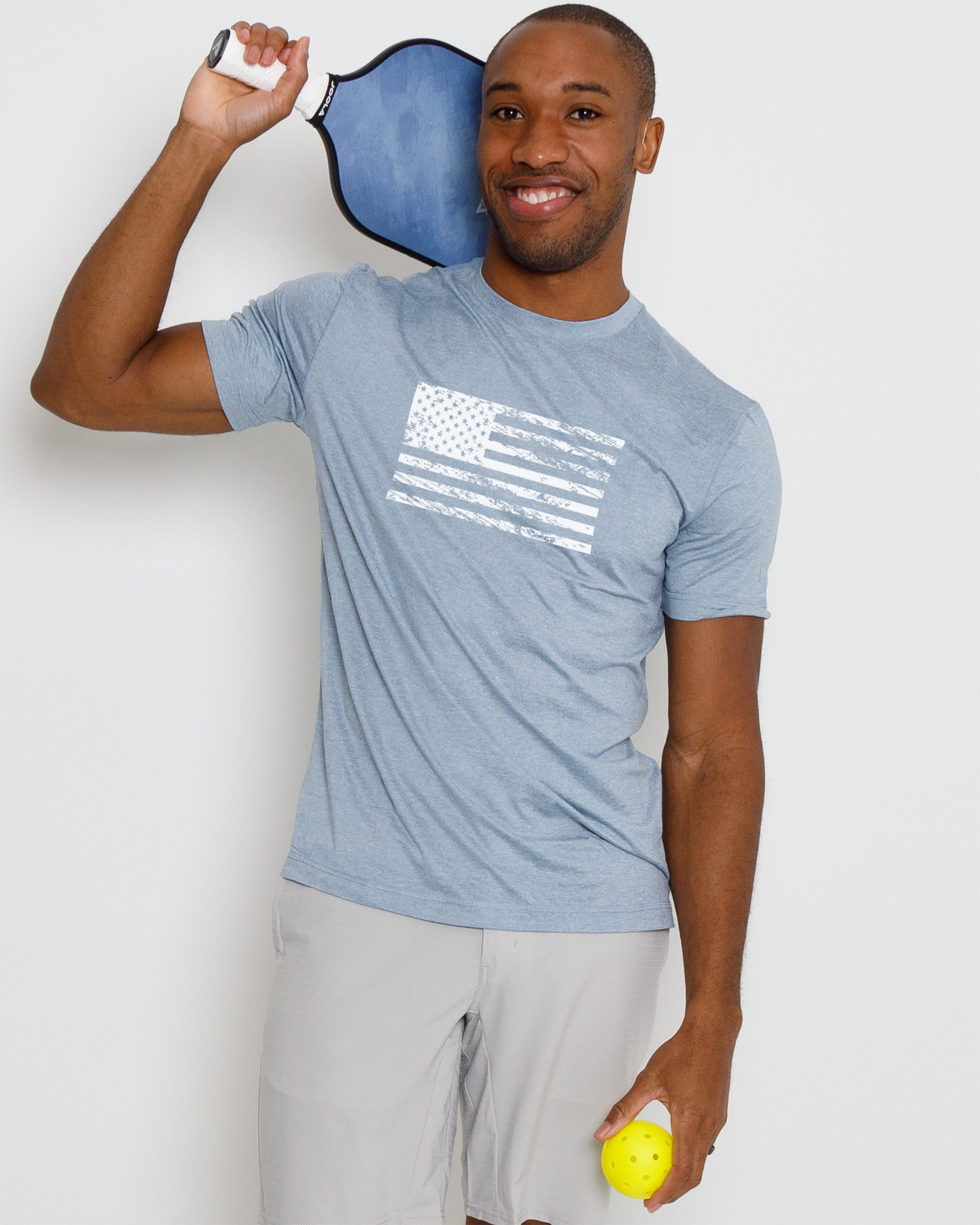Butter T Vintage Flag - Blue Fog Heather