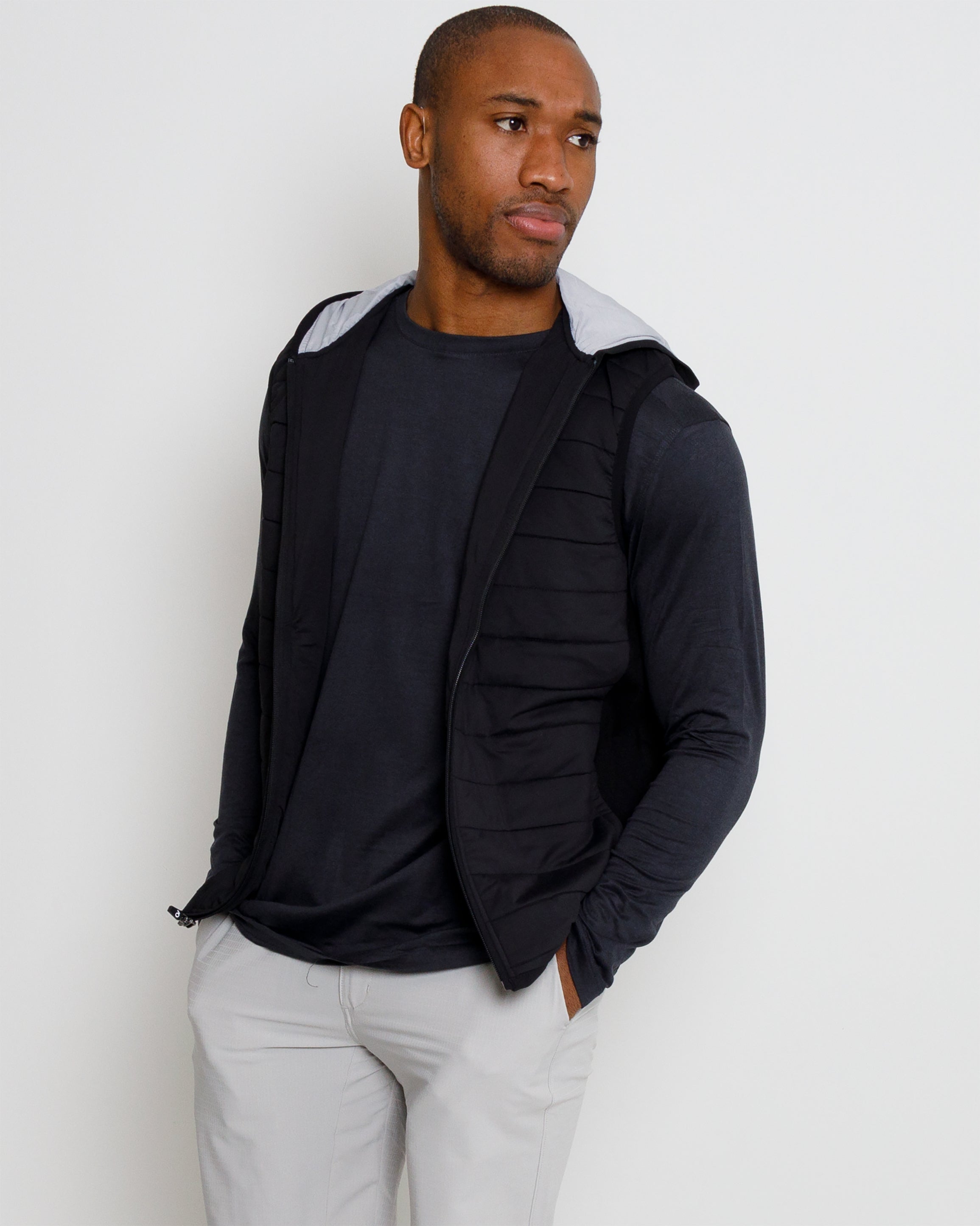 Corlys Hooded Vest - Black/Grey Heather