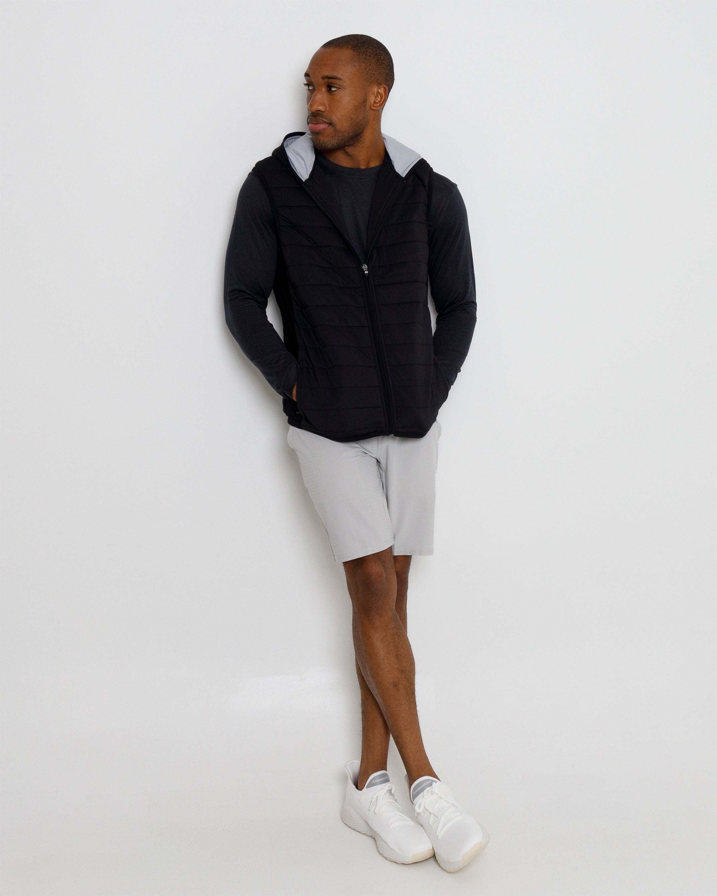 Corlys Hooded Vest - Black/Grey Heather