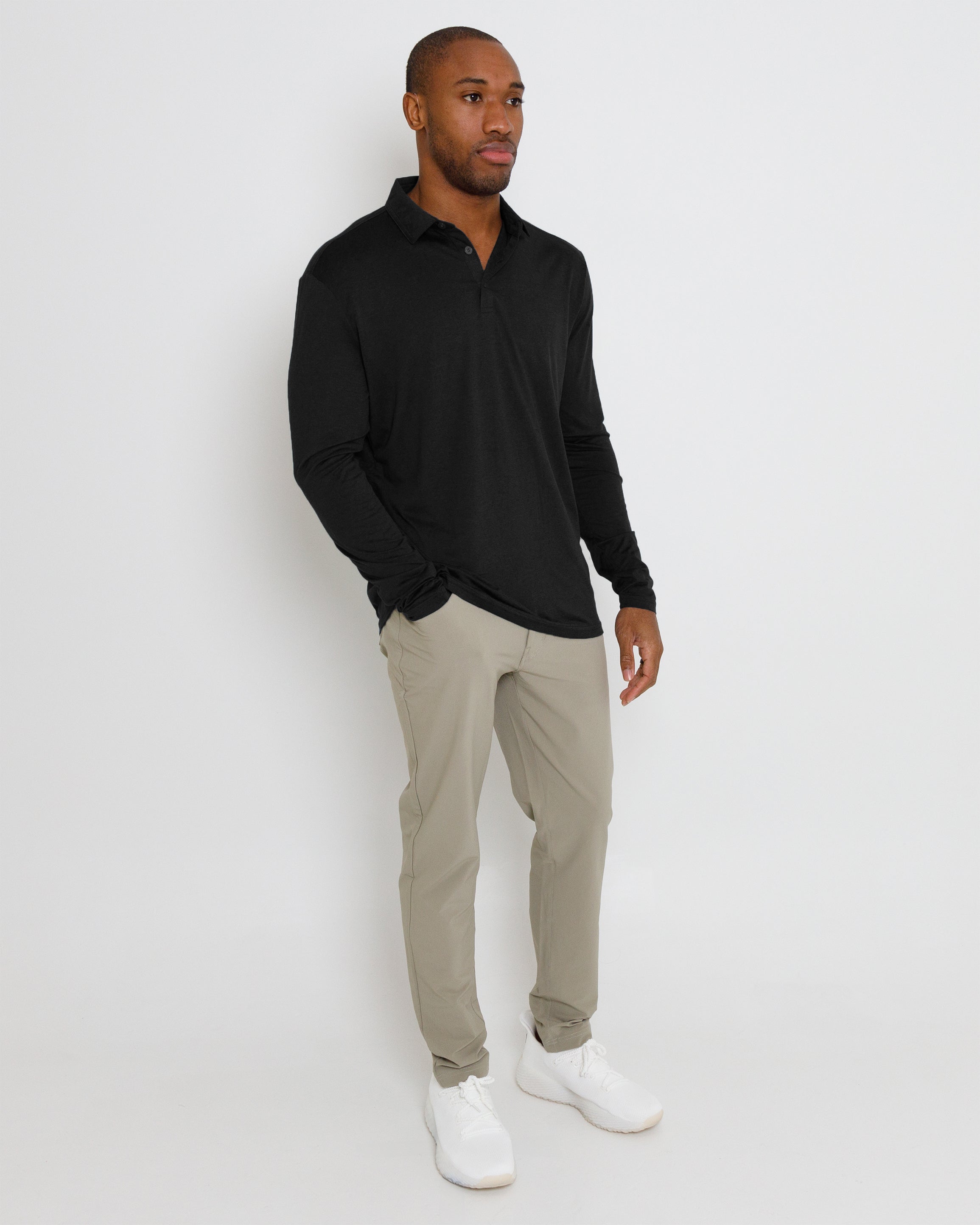 Gamer Long Sleeve Polo - Black Heather