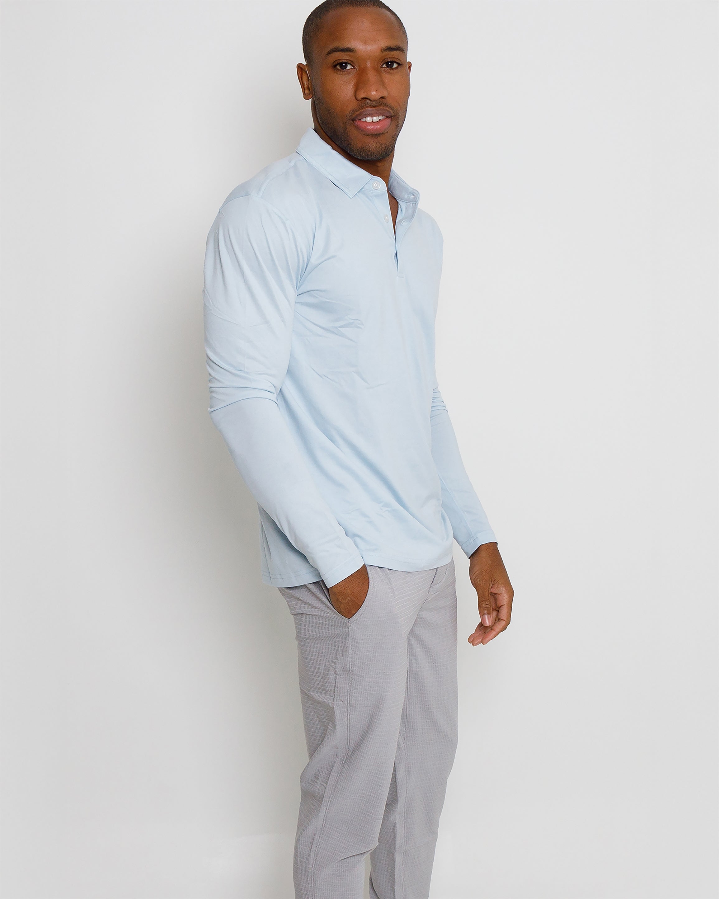 Gamer LS Polo - Sky Heather