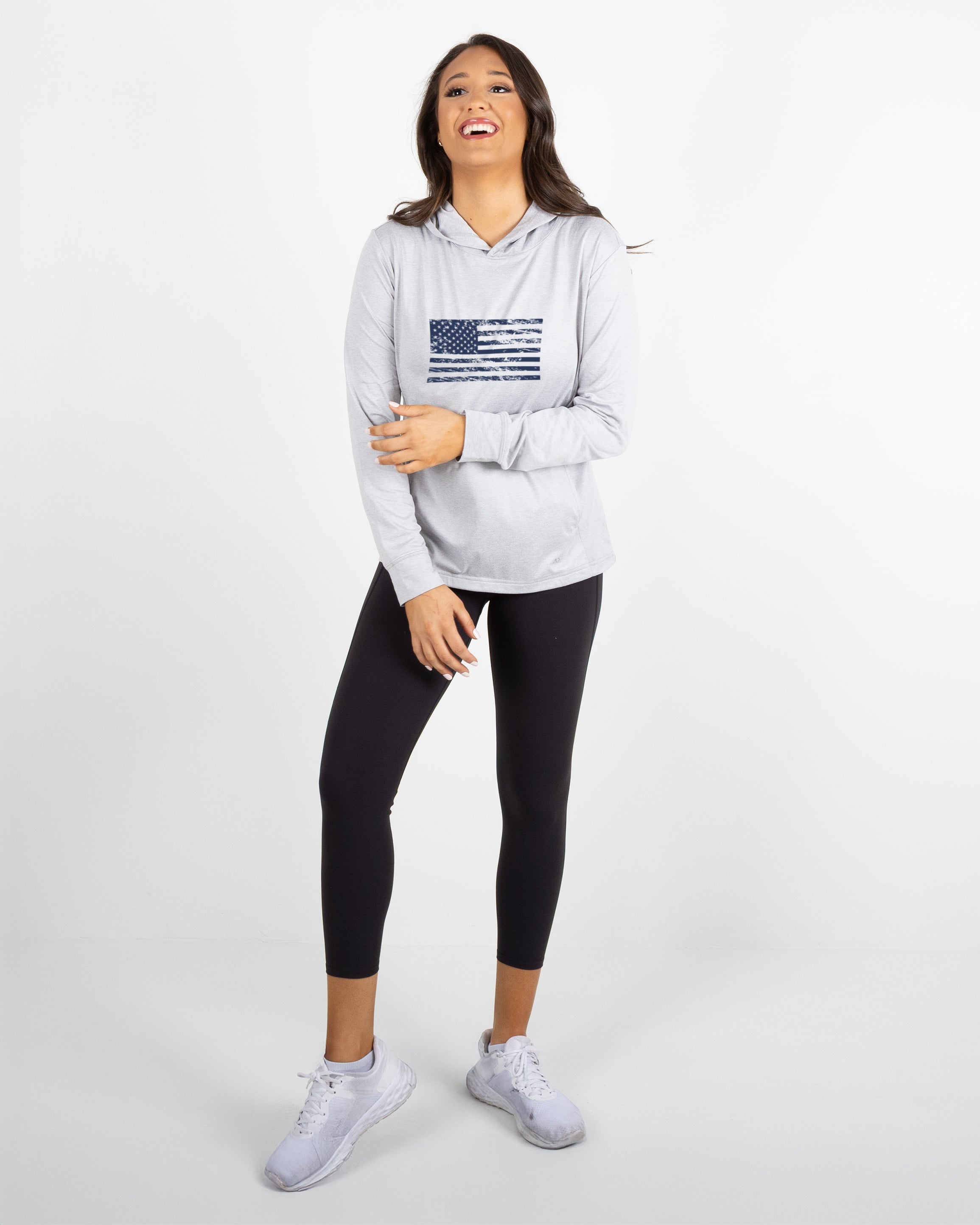 Women's Blacks Beach Hoodie Vintage Flag - Steel Heather