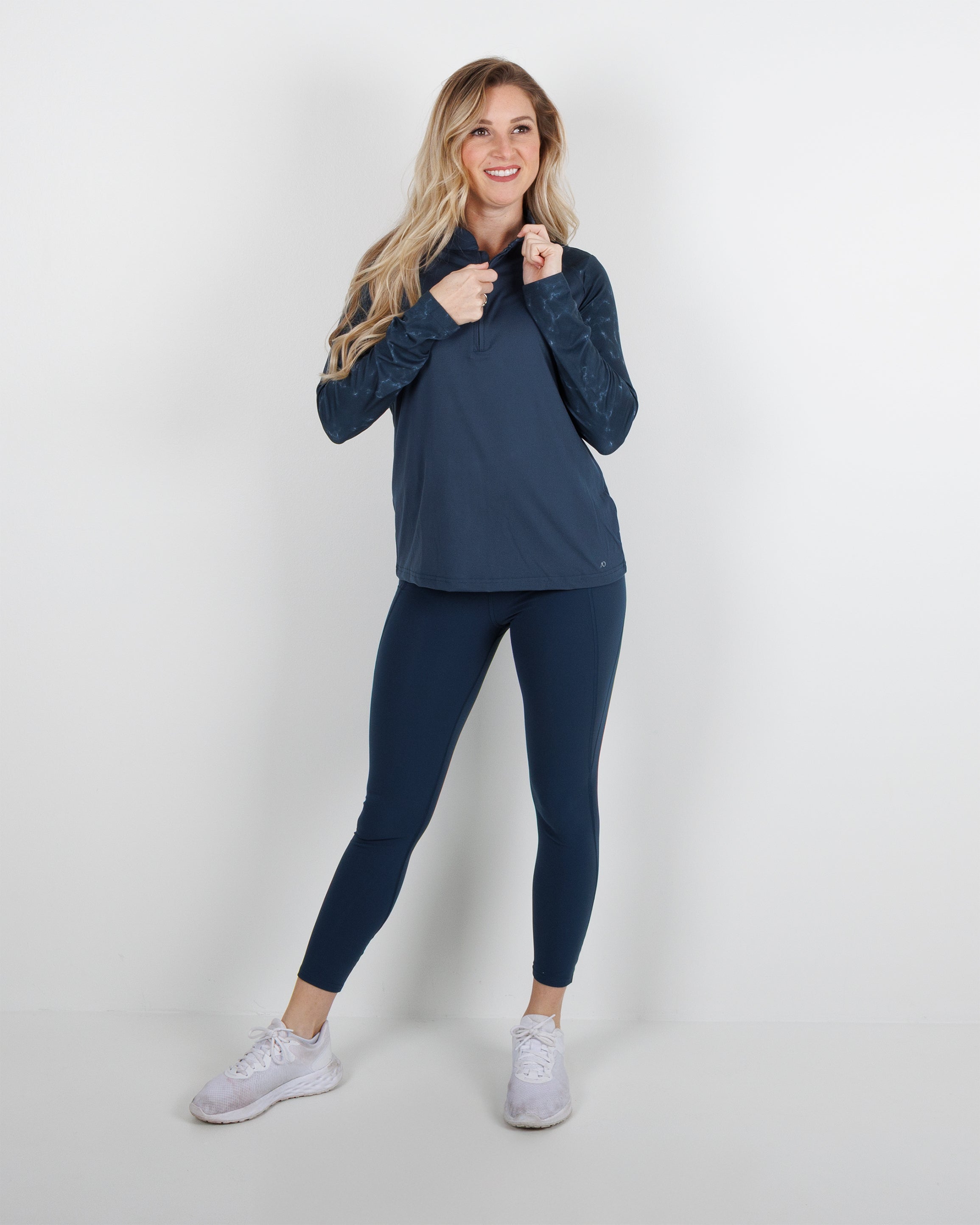 1/4 Zip Mock Pullover - Navy