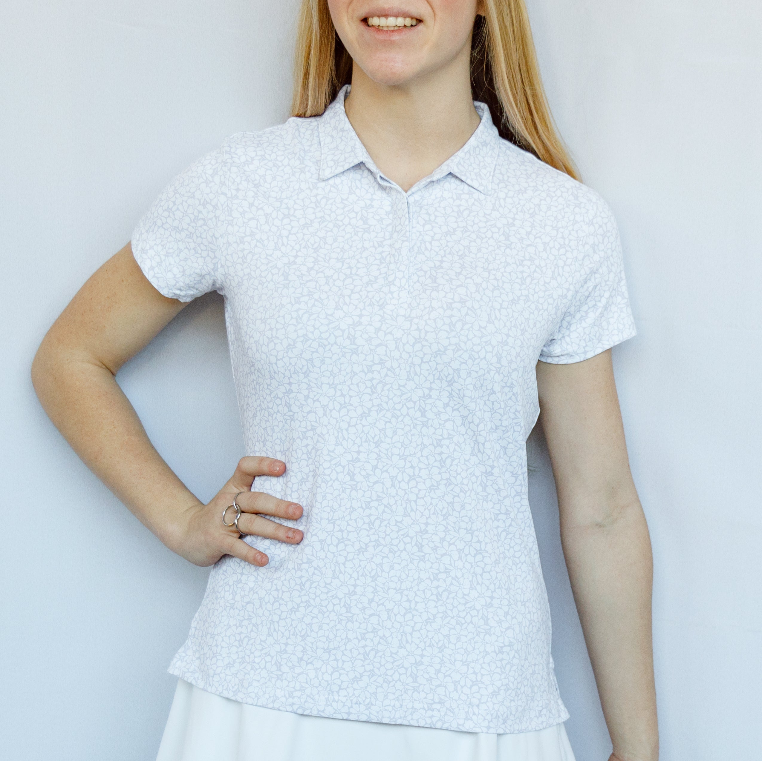 Women's Poppy Polo - Lavender/White