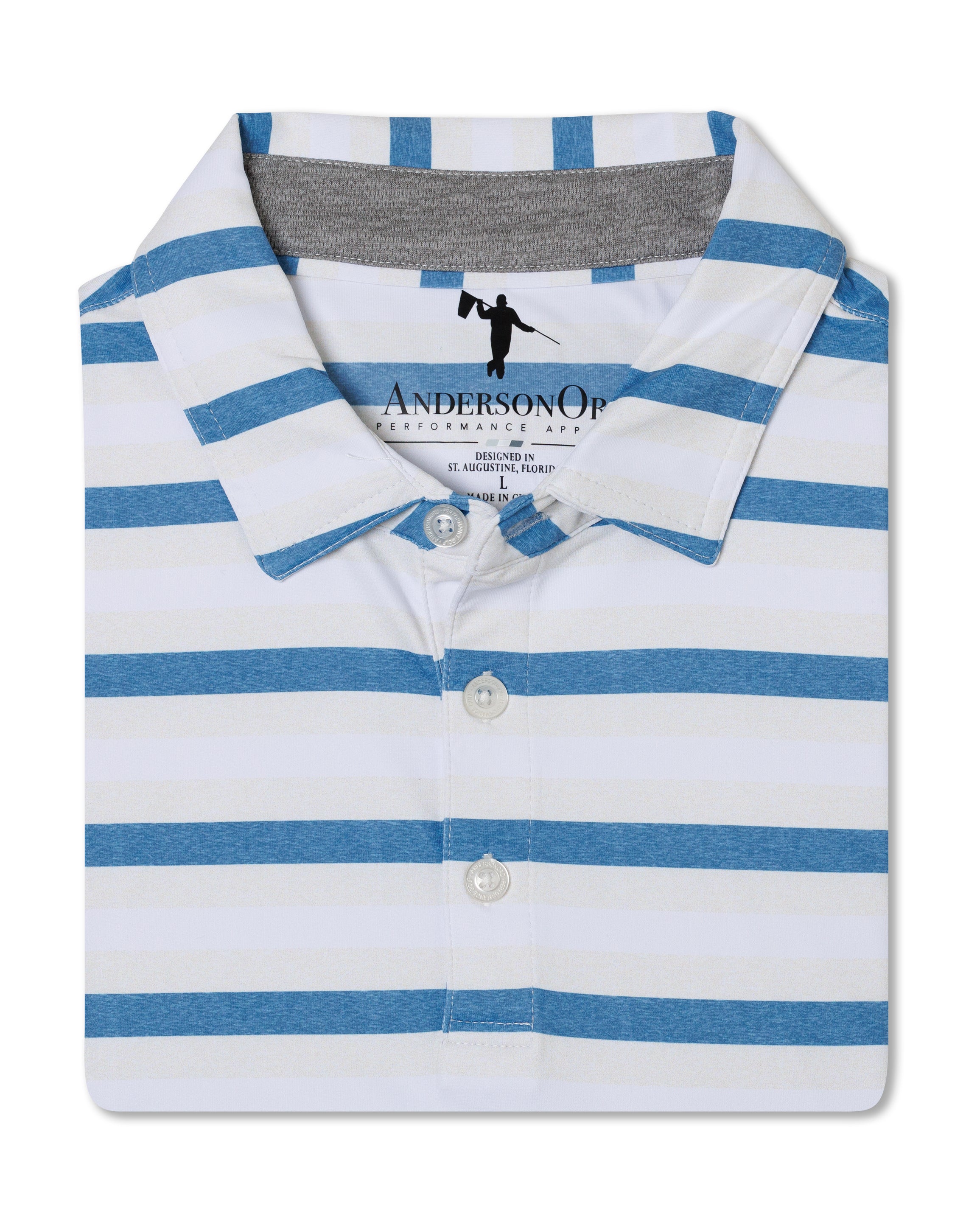 Multi Stripe Polo - Creme/Laguna Blue/White