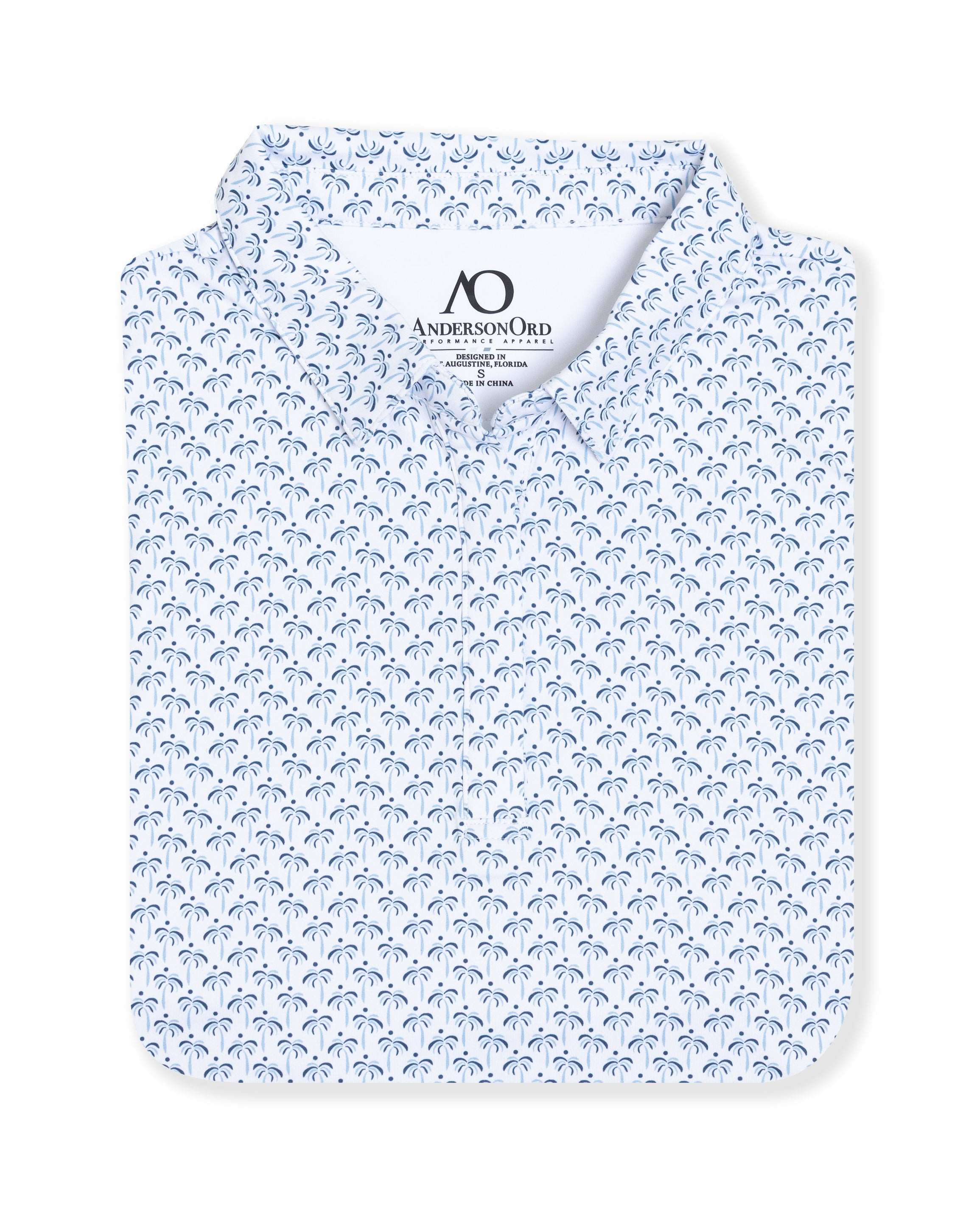 Palm Dot Polo - White/Dutch Canal/Dark Denim