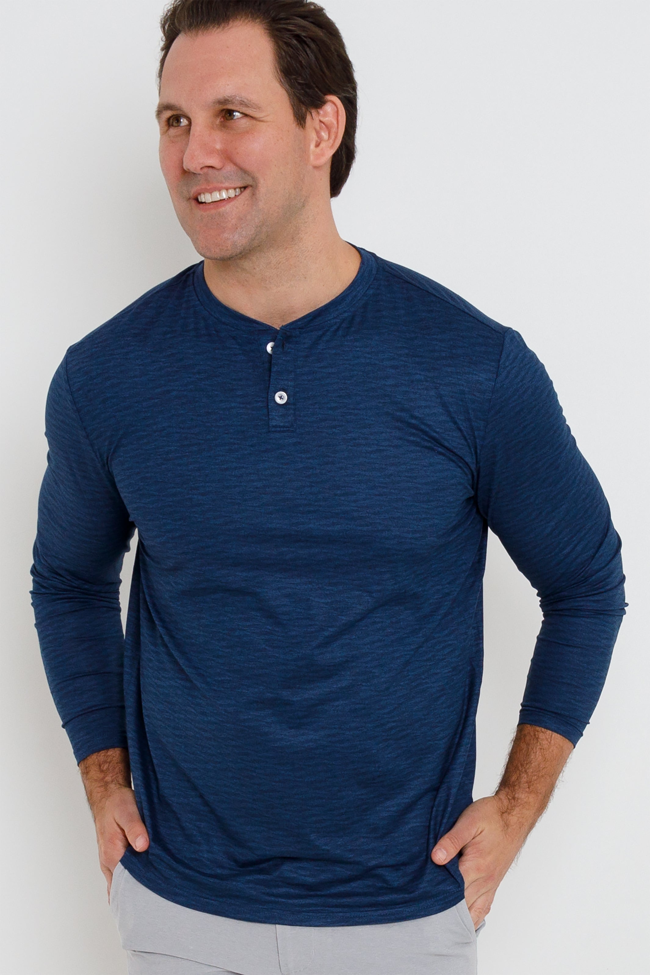 Wave LS Henley - Midnight Navy Heather