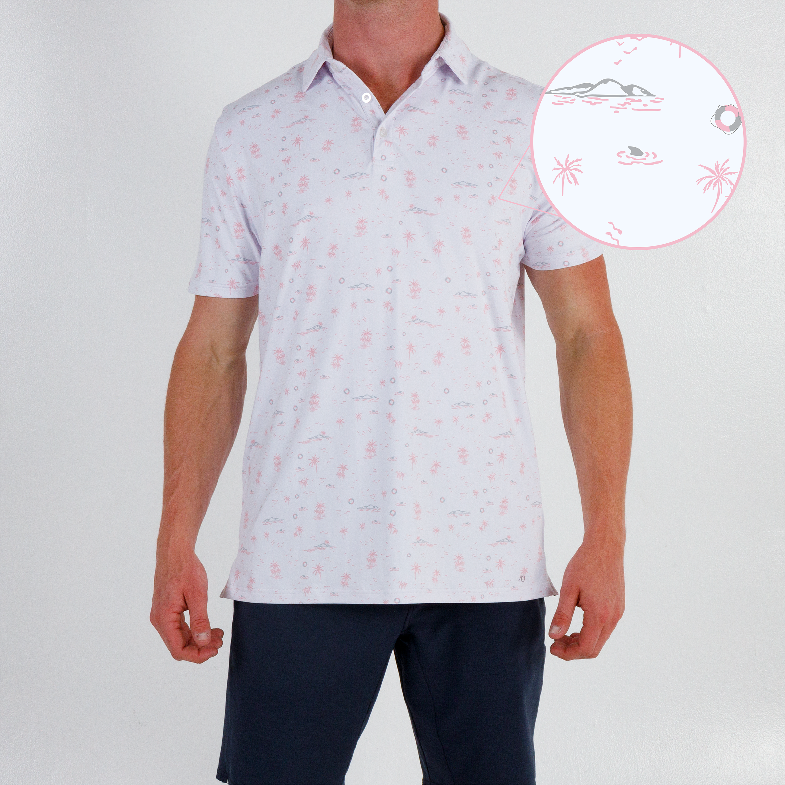 COAST POLO - WHITE/ORCHID PINK