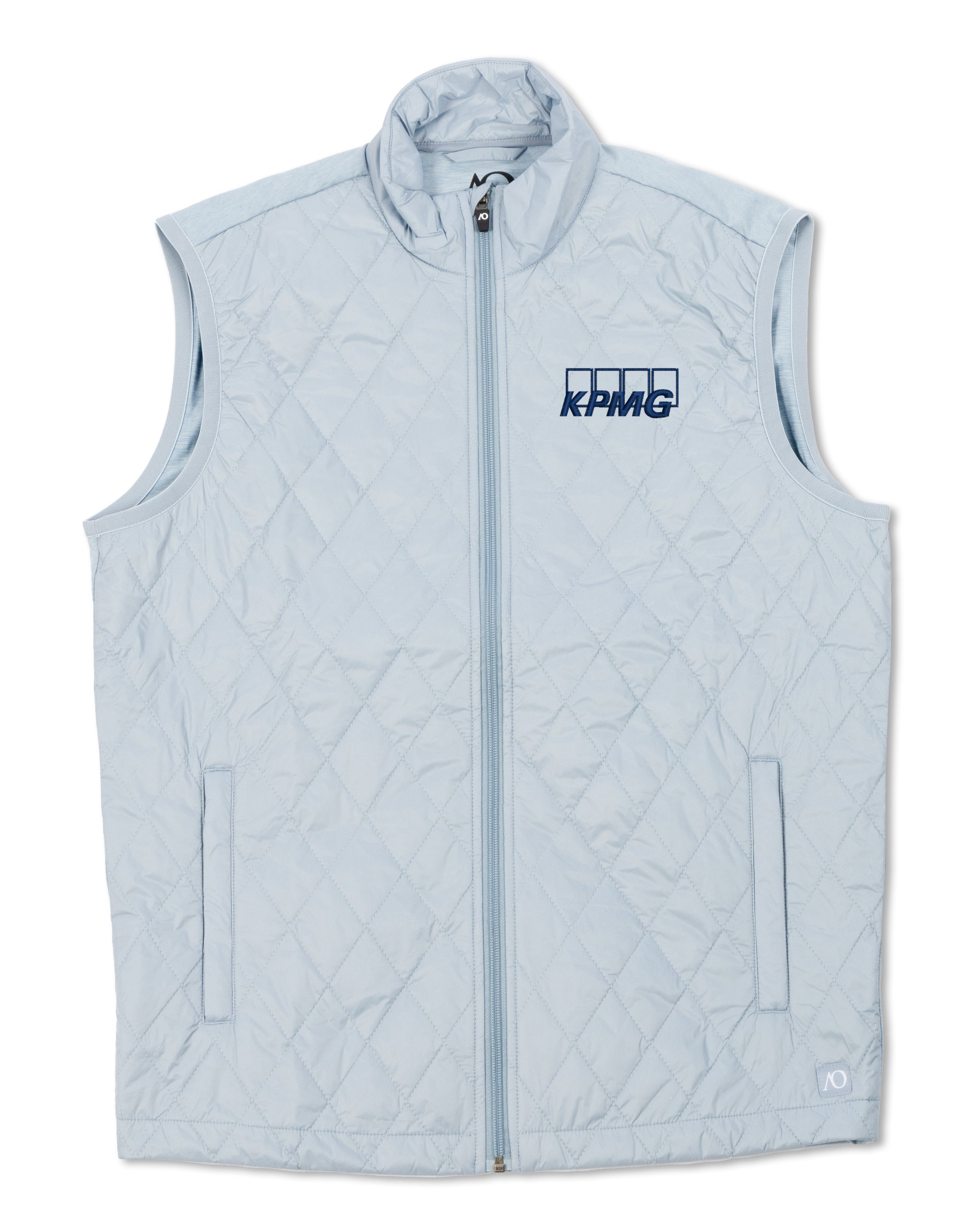 AndersonOrd Seaworth quilted vest in pale sky blue with KPMG logo embroidery