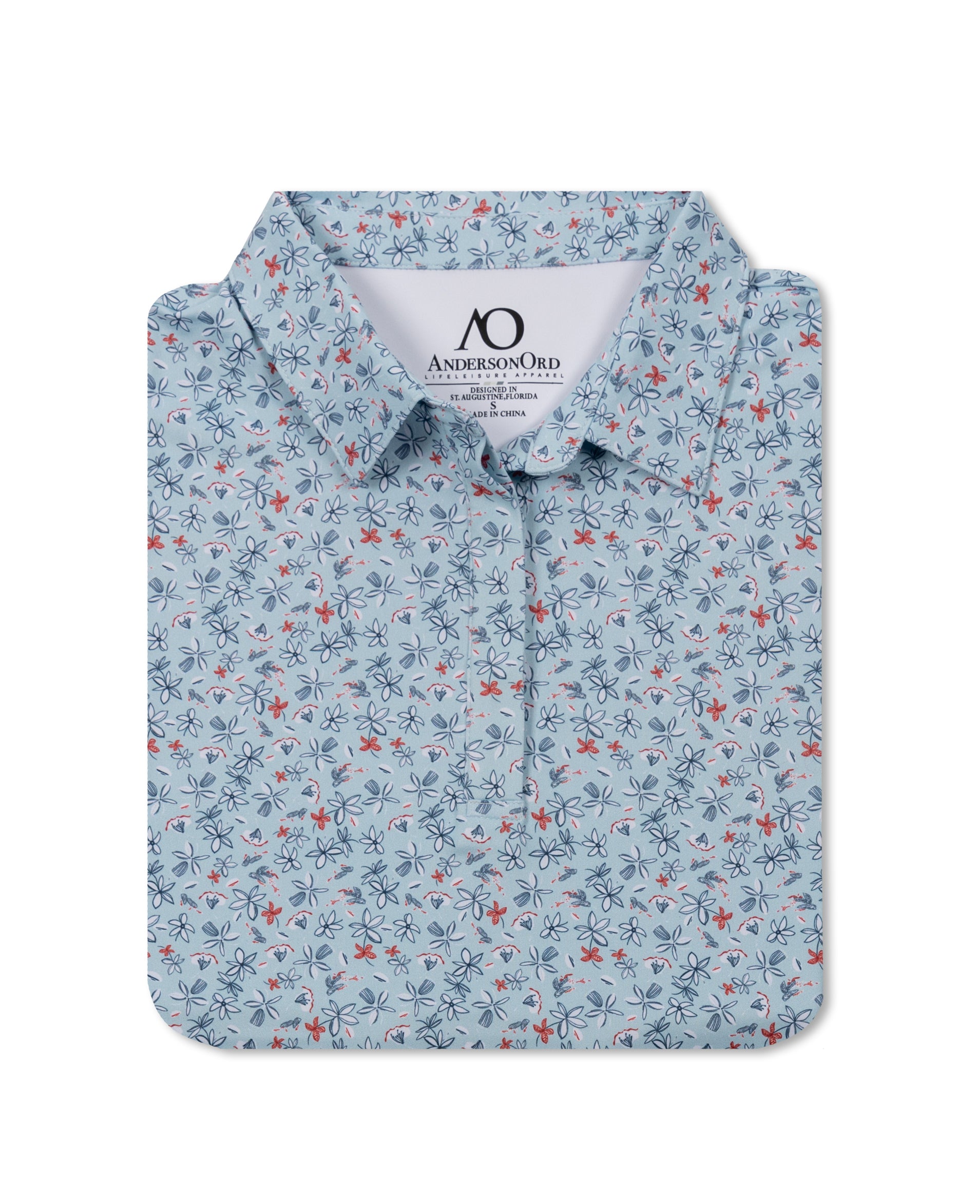 Cascade Polo - Blue Haze/Dark Denim/White/Earth Red