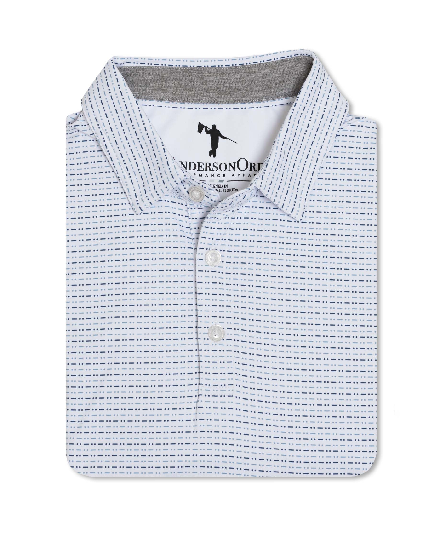 Beckwith Polo - White/Dark Denim/Foggy Stream