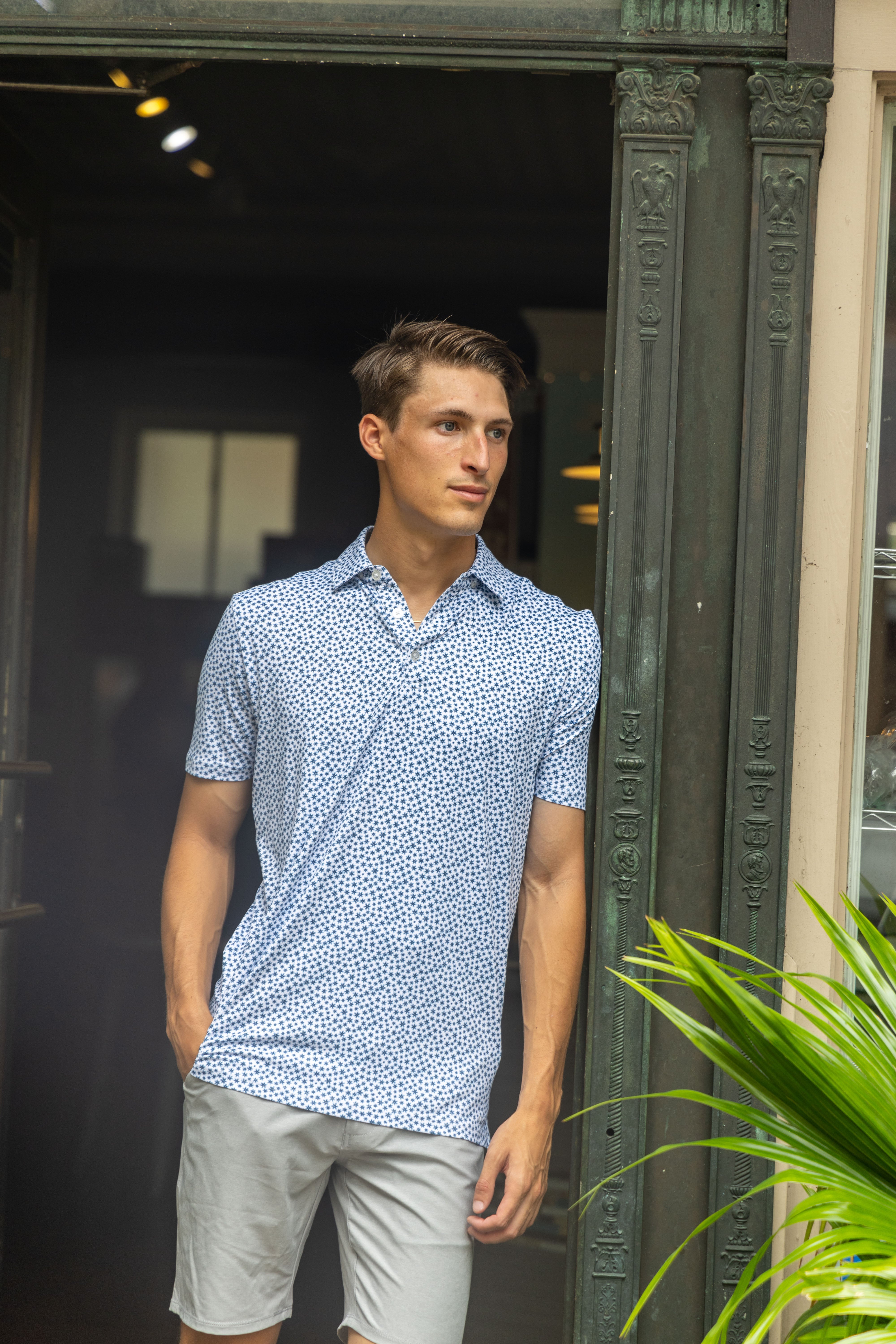 Wailua Polo - White/Dark Denim – AndersonOrd Performance Apparel