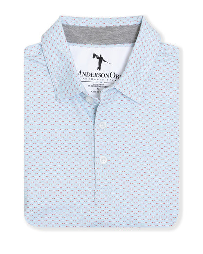 Beckwith Polo - Blue Haze/Burnt Sienna/White