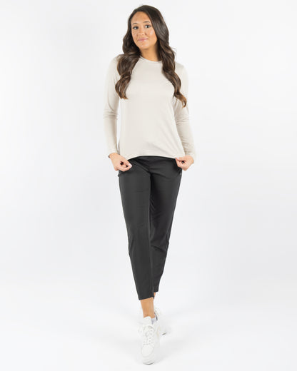Women's Long Sleeve Crewneck Butter T - HTR Sand