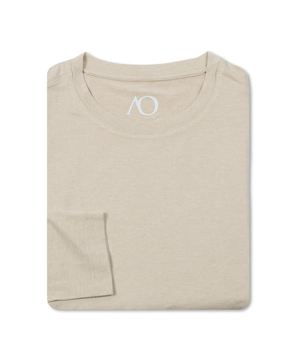 Women's Long Sleeve Crewneck Butter T - HTR Sand