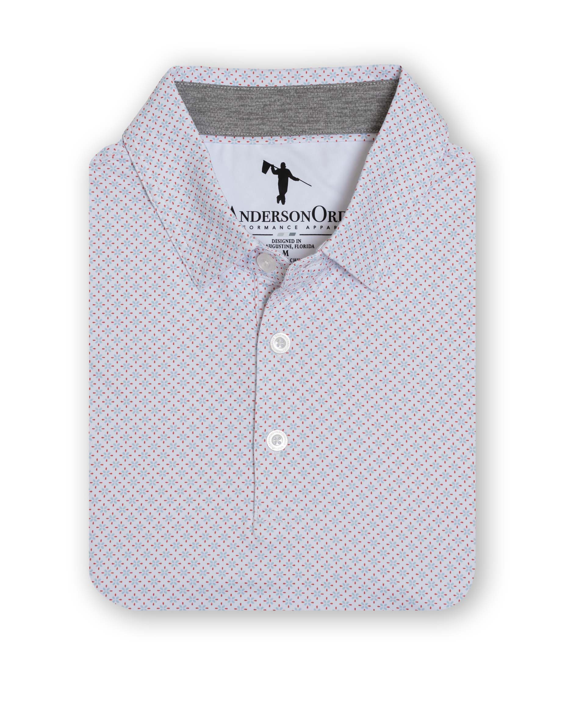 Lloyd Dobler Polo - White/Blue Haze/Burnt Sienna