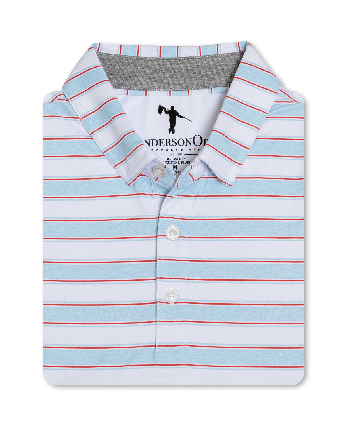 Ludlow Polo - White/HTR Blue Haze/HTR Burnt Sienna