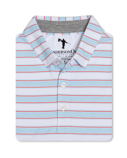 Ludlow Polo - White/HTR Blue Haze/HTR Burnt Sienna