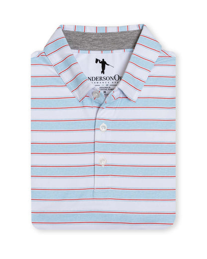 Ludlow Polo - White/HTR Blue Haze/HTR Burnt Sienna