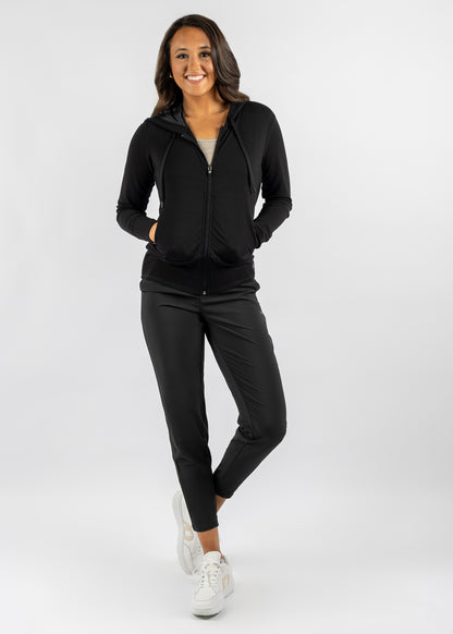 Lux Crop Hoodie - Matte Black