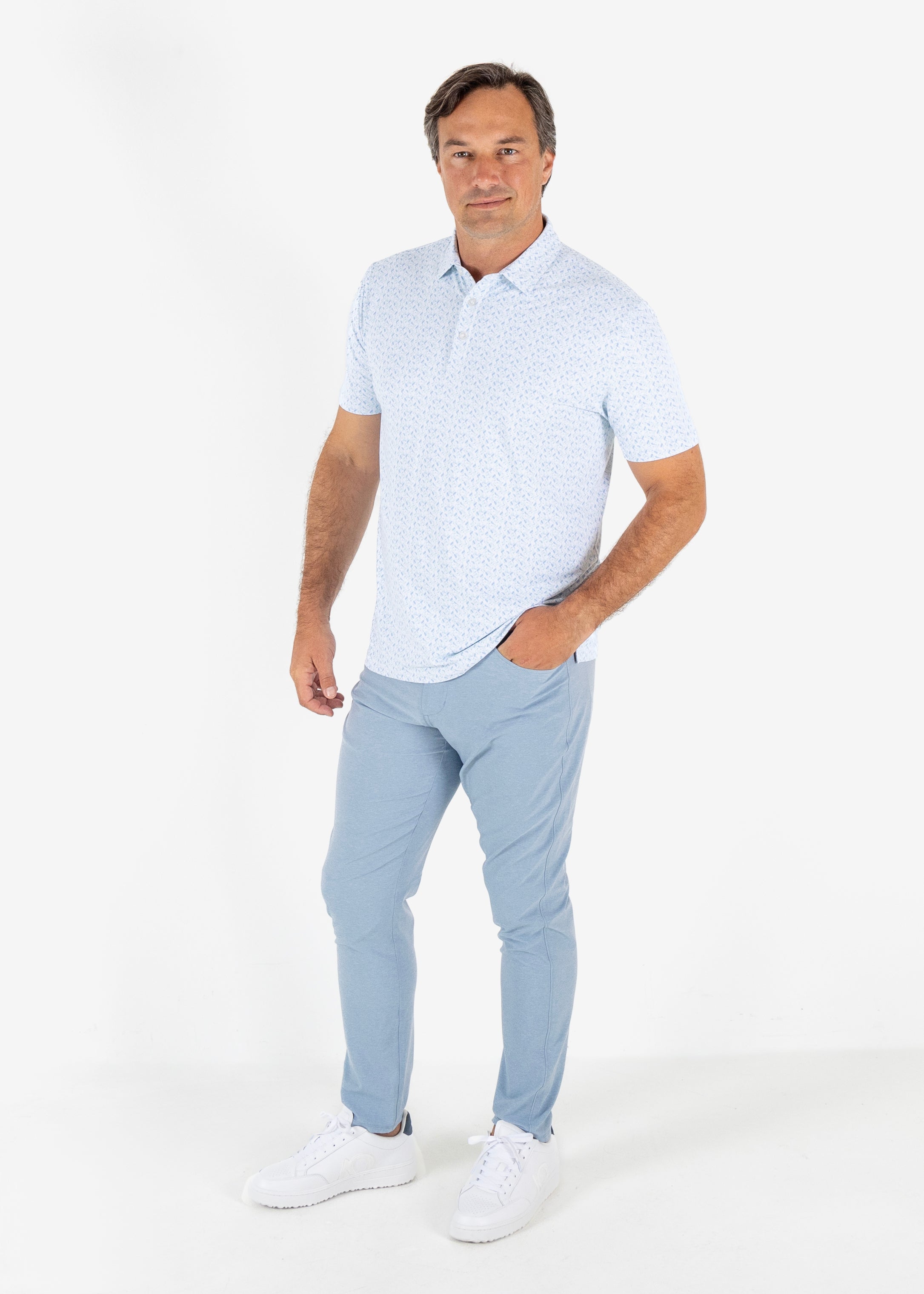 Harvey Polo - White/Dutch Canal/Salt Air/Creme