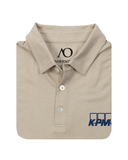 AndersonOrd performance golf polo in Sand with embroidered KPMG logo