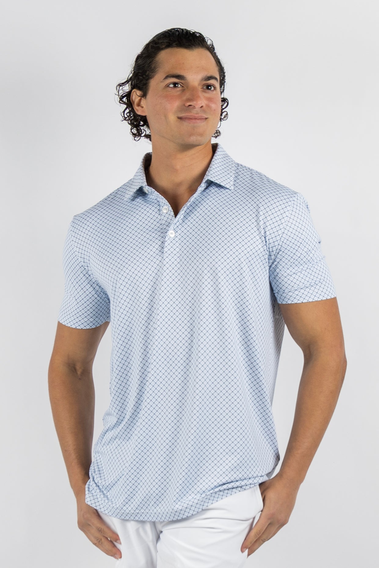 トップス VINTAGE STONE  BUTTON POLO SHIRTS Stone Polo - Moonlit Ocean/White/Blue Haze – AndersonOrd