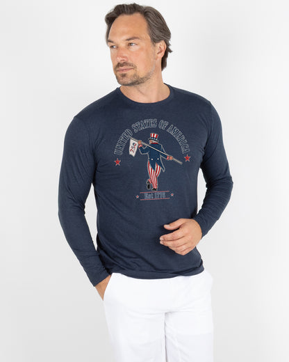 Butter T Long Sleeve-Uncle Sam Looper-250-Navy Heather