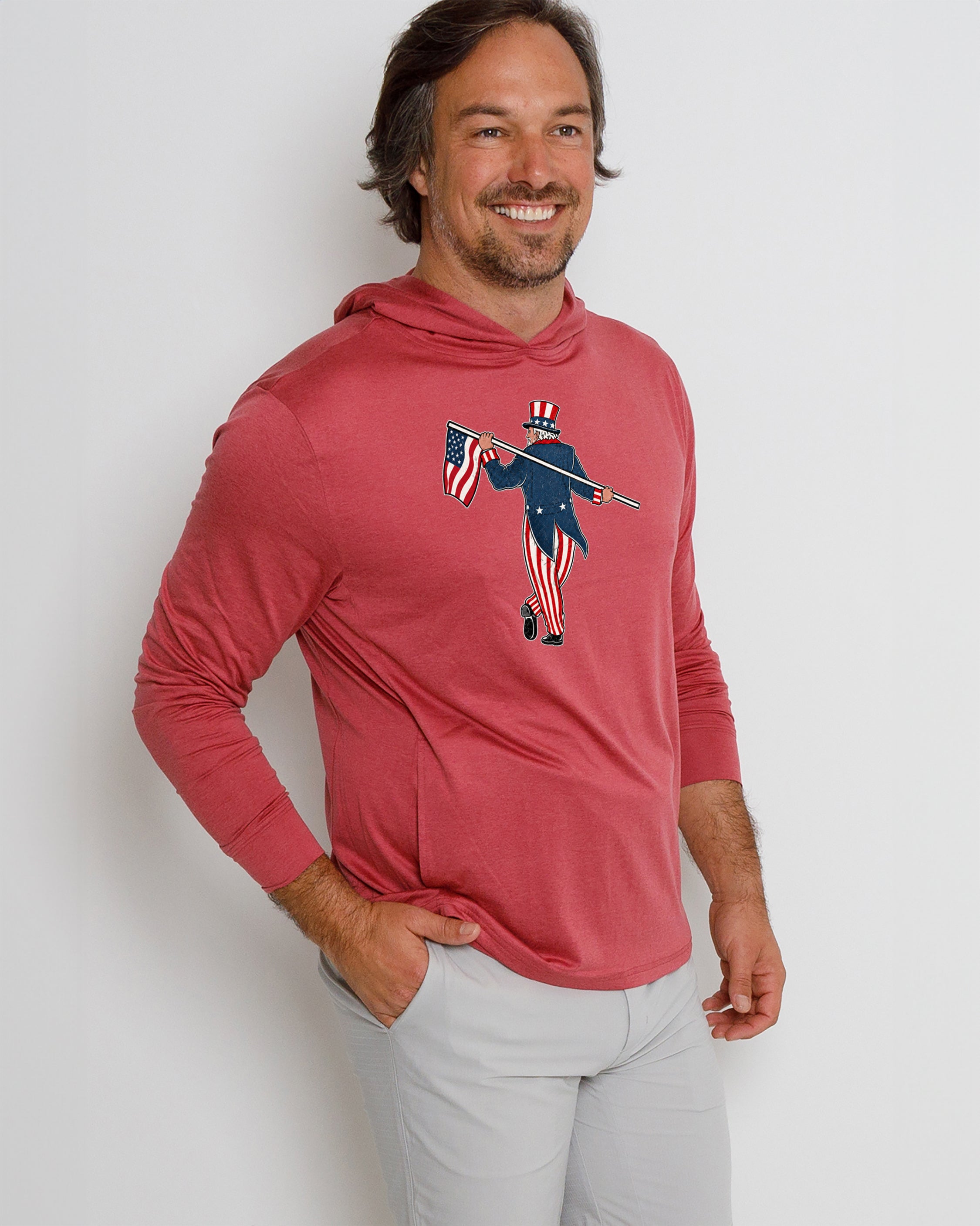 Blacks Beach Hoodie-Uncle Sam Looper-Earth Red Heather